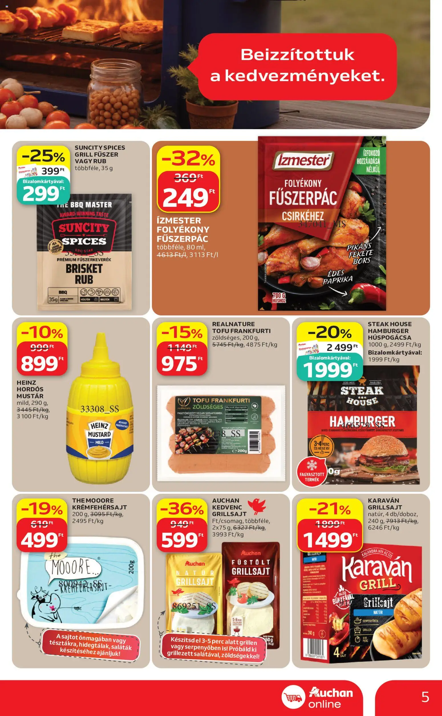 Auchan akciós ujság - amely érvényes a következő dátumtól: 21.05.2026 | Oldal: 5 | Termékek: Hamburger, Tofu, Vegán, Mustár