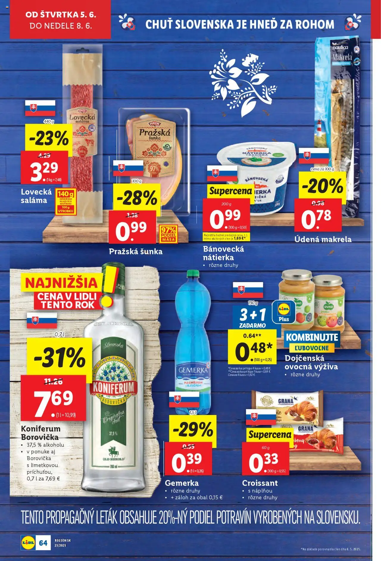 Nové Lidl akcie – leták je platný od 02.06.2025 | Strana: 84 | Produkty: Šunka, Borovička, Koniferum, Gemerka