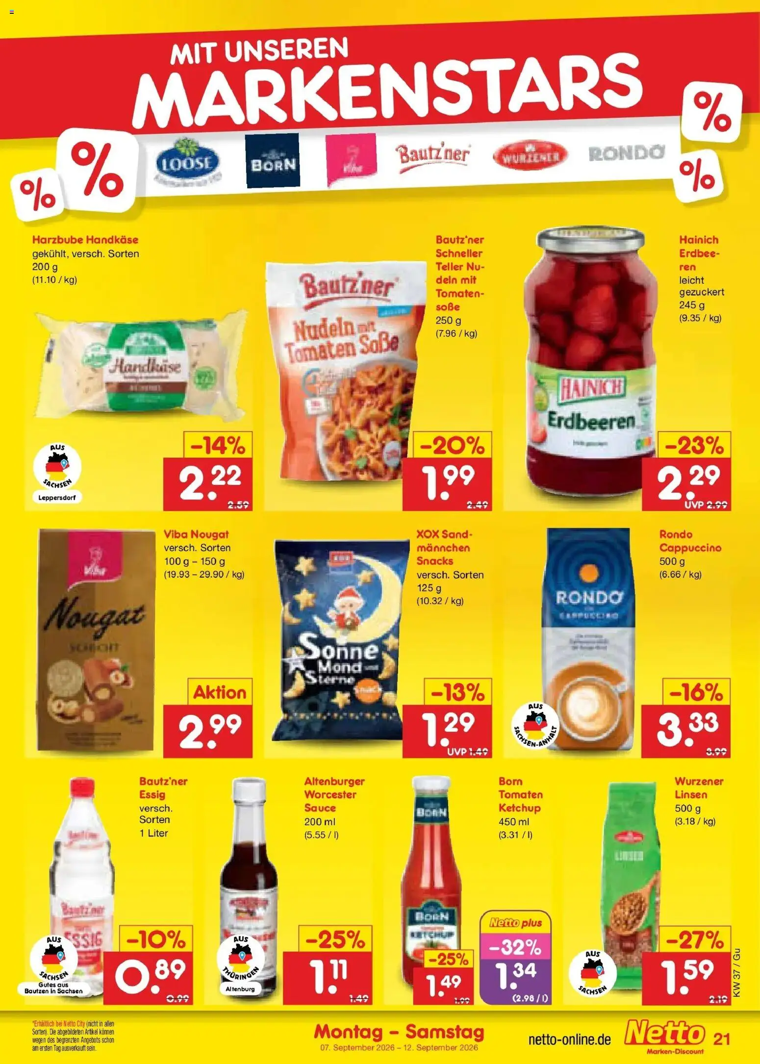 Netto Marken-Discount Prospekt Machern – gültig ab 07.09.2026 | Seite: 29 | Produkte: Essig, Soße, Nudeln, Ketchup