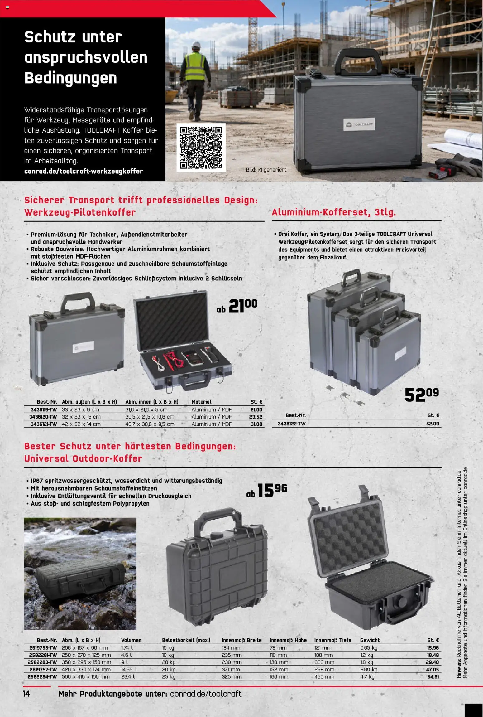 Conrad Toolcraft Katalog – gültig ab 07.09.2026 | Seite: 14 | Produkte: Gewicht, Koffer