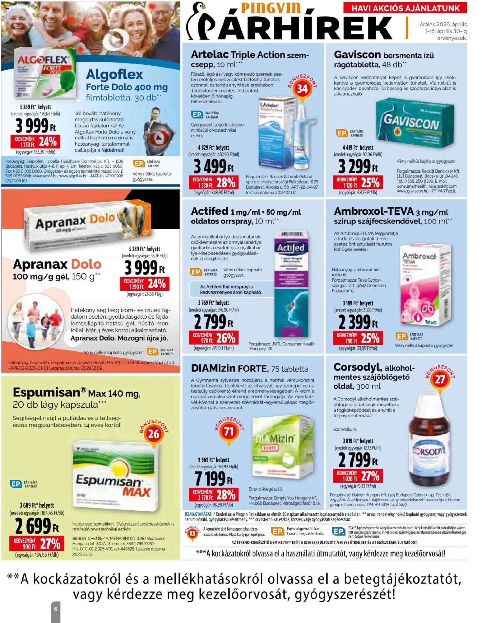 Pingvin Patika akciós ujság - amely érvényes a következő dátumtól: 01.04.2026 | Oldal: 6 | Termékek: Alkohol