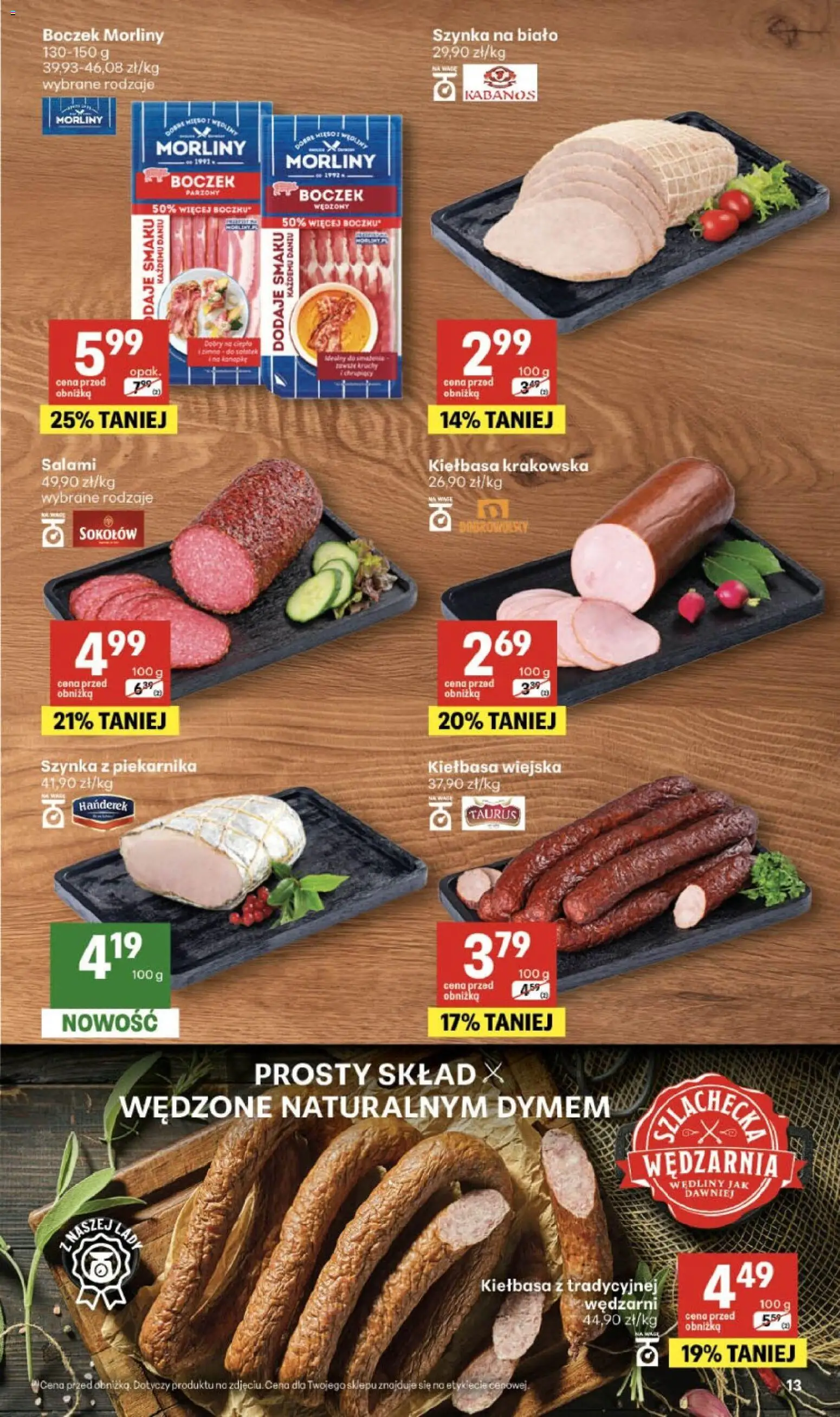 Delikatesy Centrum gazetka - Sklepy Własne od 01.10.2026 | Strona: 13 | Produkty: Kiełbasa, Szynka, Boczek, Wędliny