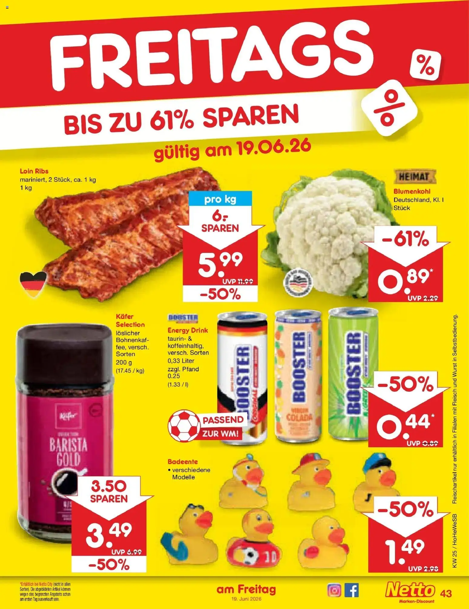 Netto Marken-Discount Prospekt Hamburg – gültig ab 14.06.2026 | Seite: 55 | Produkte: Energy, Wurst, Blumenkohl, Fleisch