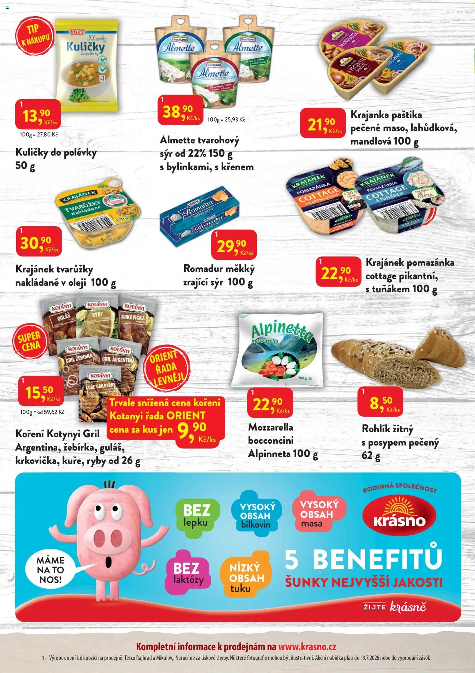 MP Krásno leták od 06.07.2026 | Strana: 2 | Produkty: Tvarůžky, Rohlík, Koření, Guláš