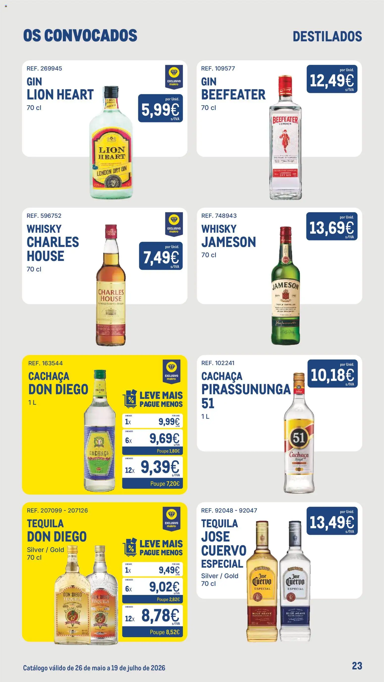 Makro Os Convocados │ válido de 26/05/2026 | Página: 23 | Produtos: Whisky, Cachaça, Tequila, Gin