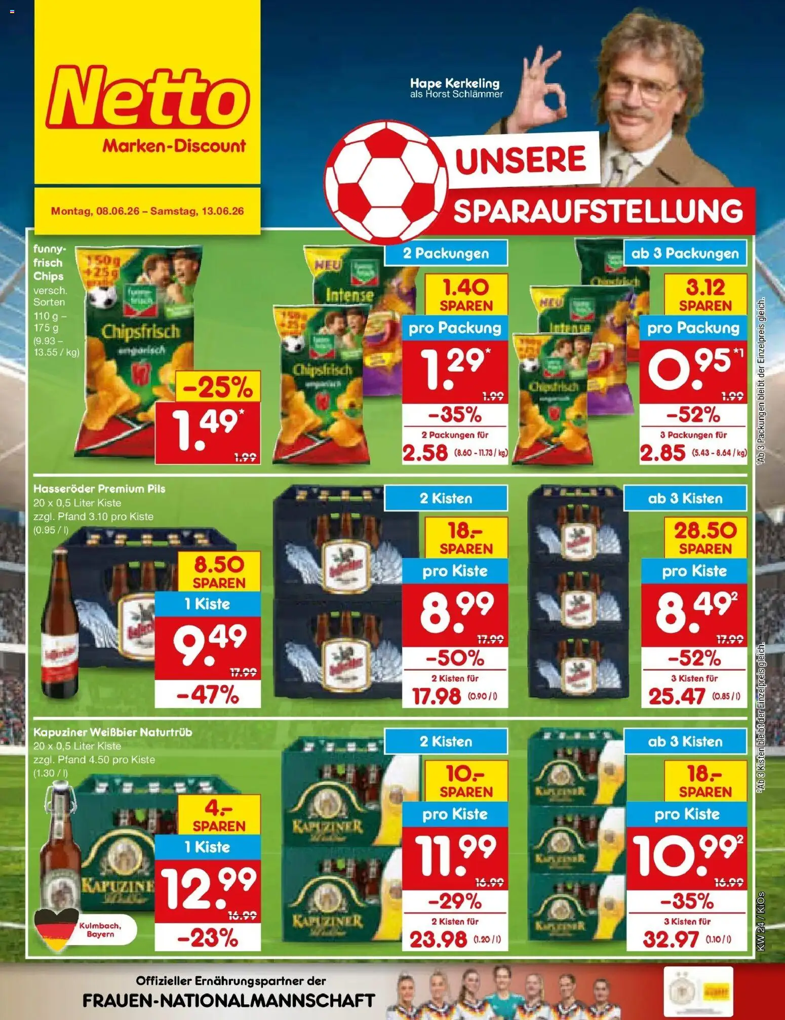 Netto Marken-Discount Prospekt Mistelbach – gültig ab 08.06.2026 | Seite: 3 | Produkte: Weißbier, Pils, Hasseröder, Chips