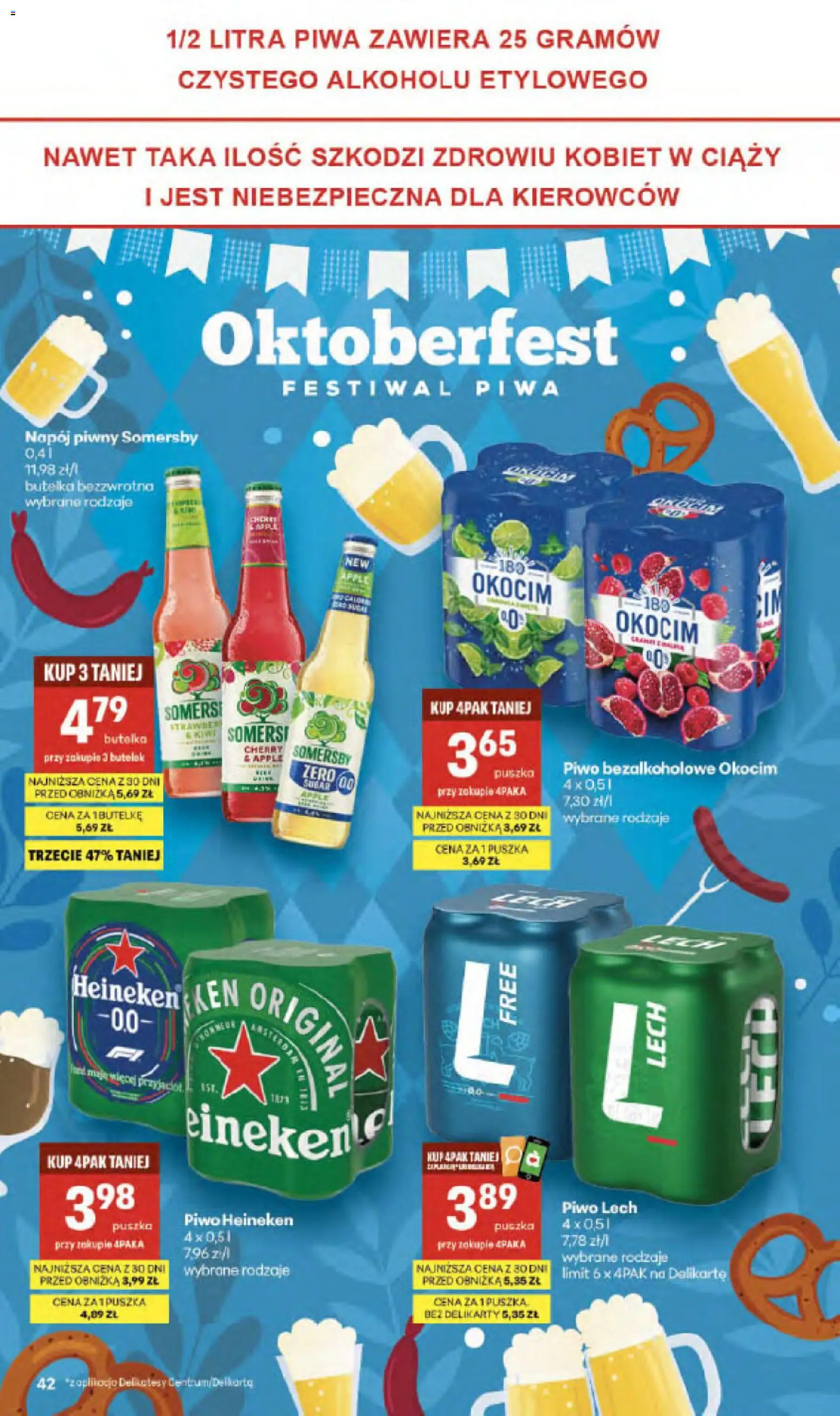 Delikatesy Centrum gazetka - Sklepy Własne od 24.09.2026 | Strona: 42 | Produkty: Lech, Piwo bezalkoholowe, Delikatesy, Somersby