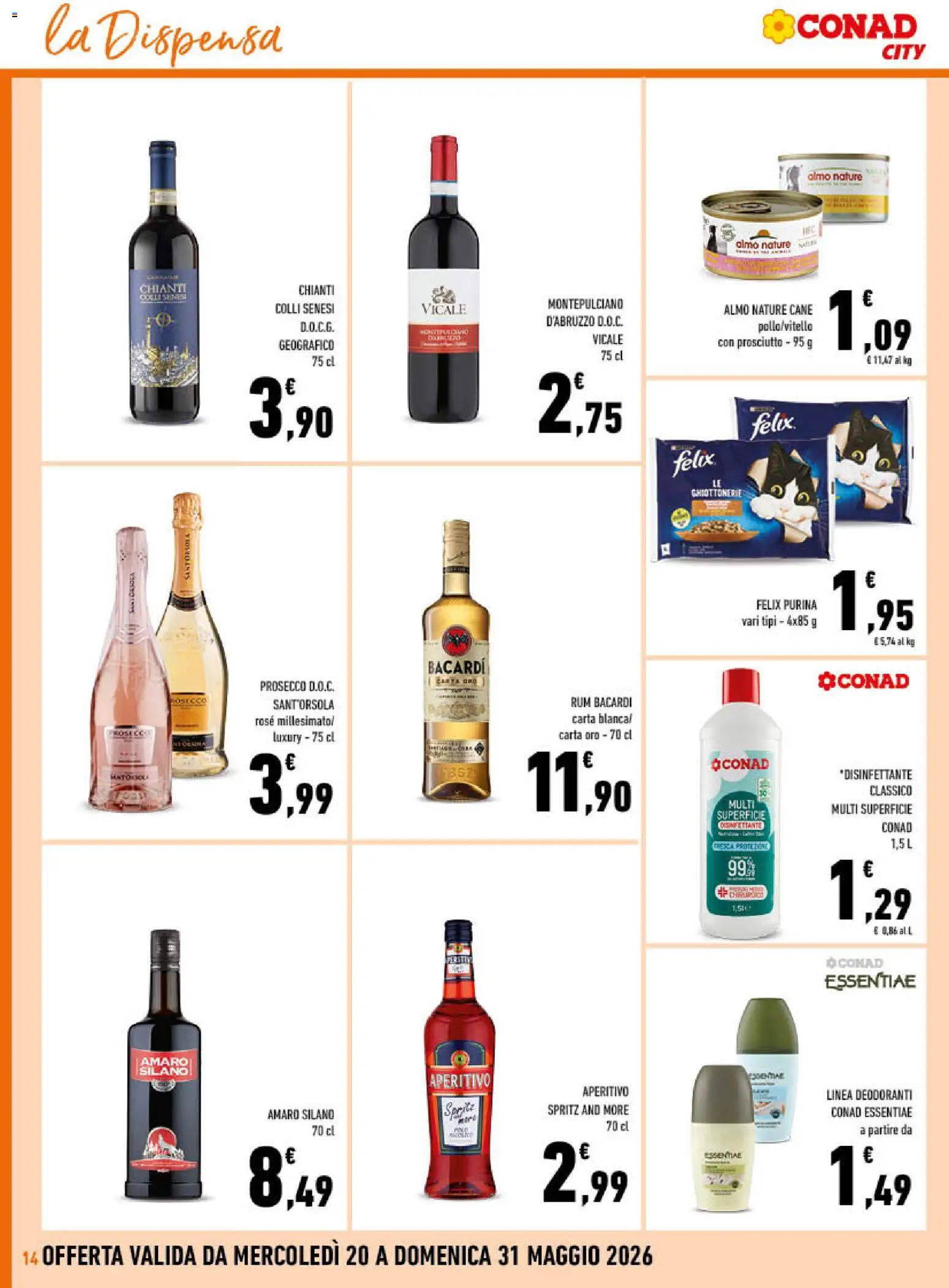 Volantino Conad del 20.05.2026 | Pagina: 14 | Prodotti: Prosecco, Prosciutto, Amaro, Aperitivo