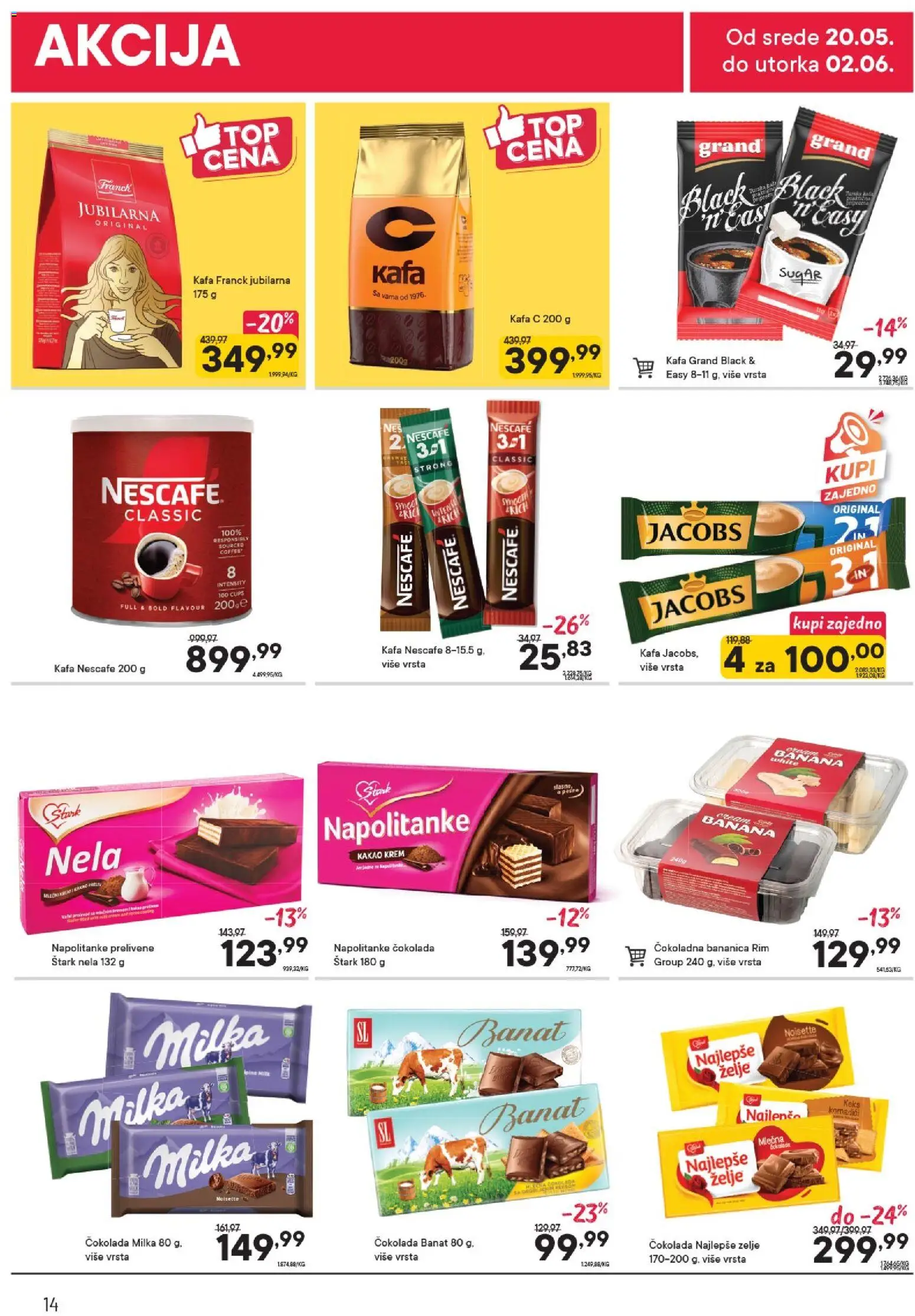 PerSu katalog - važi od 20.05.2026 | Strana: 14 | Proizvode: Kafa, Čokolada, Napolitanke, Nescafé