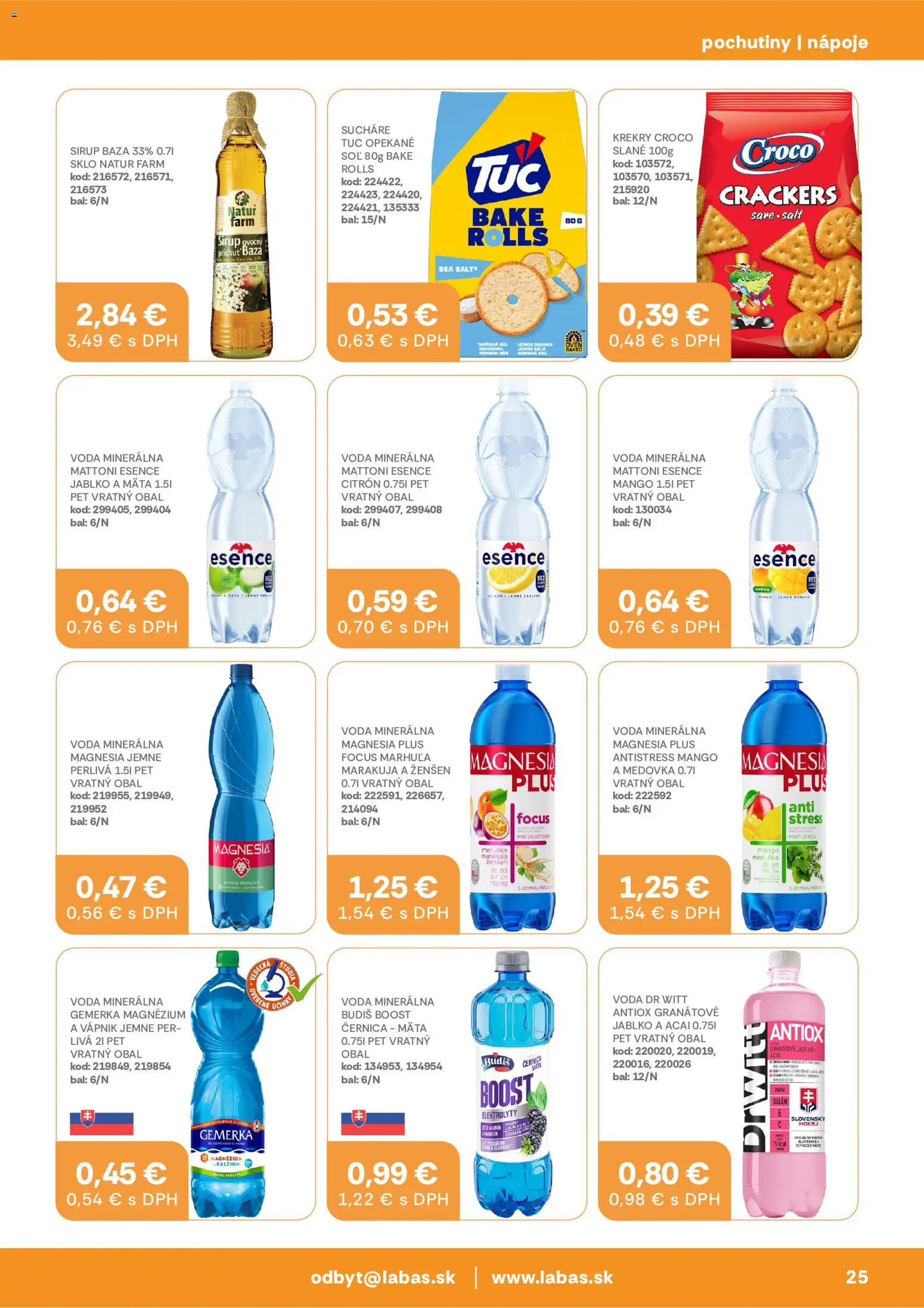 Nové Labaš akcie – leták je platný od 03.07.2026 | Strana: 25 | Produkty: Budiš, Voda, Soľ, Gemerka