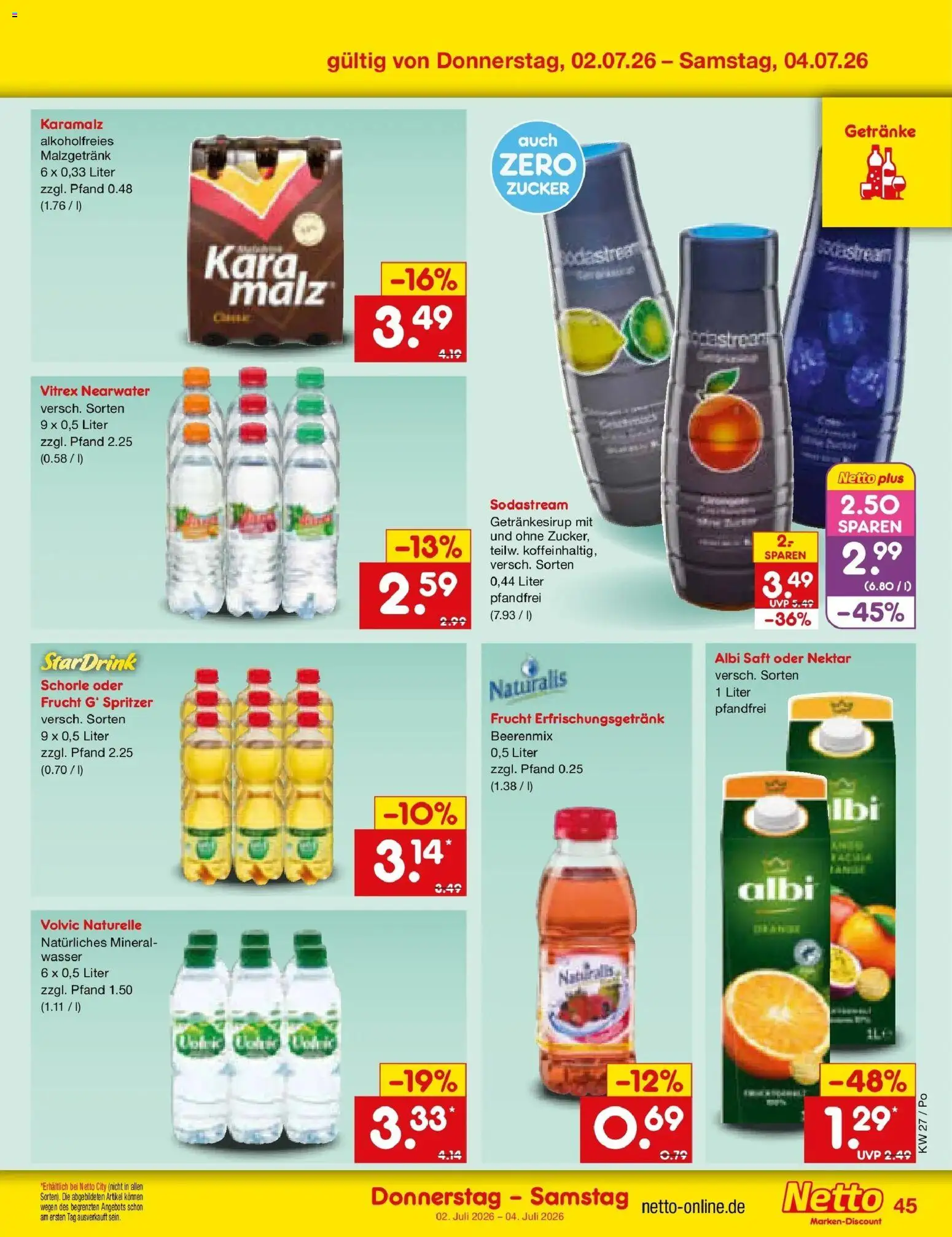 Netto Marken-Discount Prospekt Selb – gültig ab 28.06.2026 | Seite: 65 | Produkte: Wasser, Zucker, Volvic, Sodastream