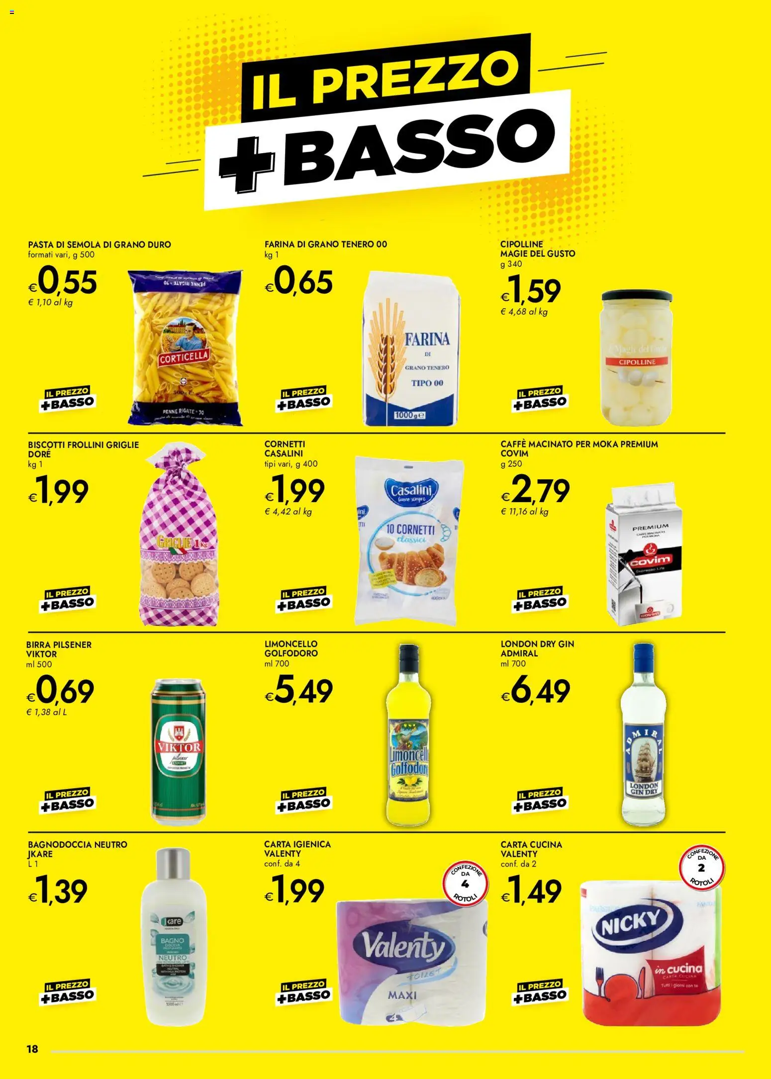Volantino bennet del 17/09/2026 | Pagina: 18 | Prodotti: Carta igienica, Pasta di semola, Basso, Limoncello