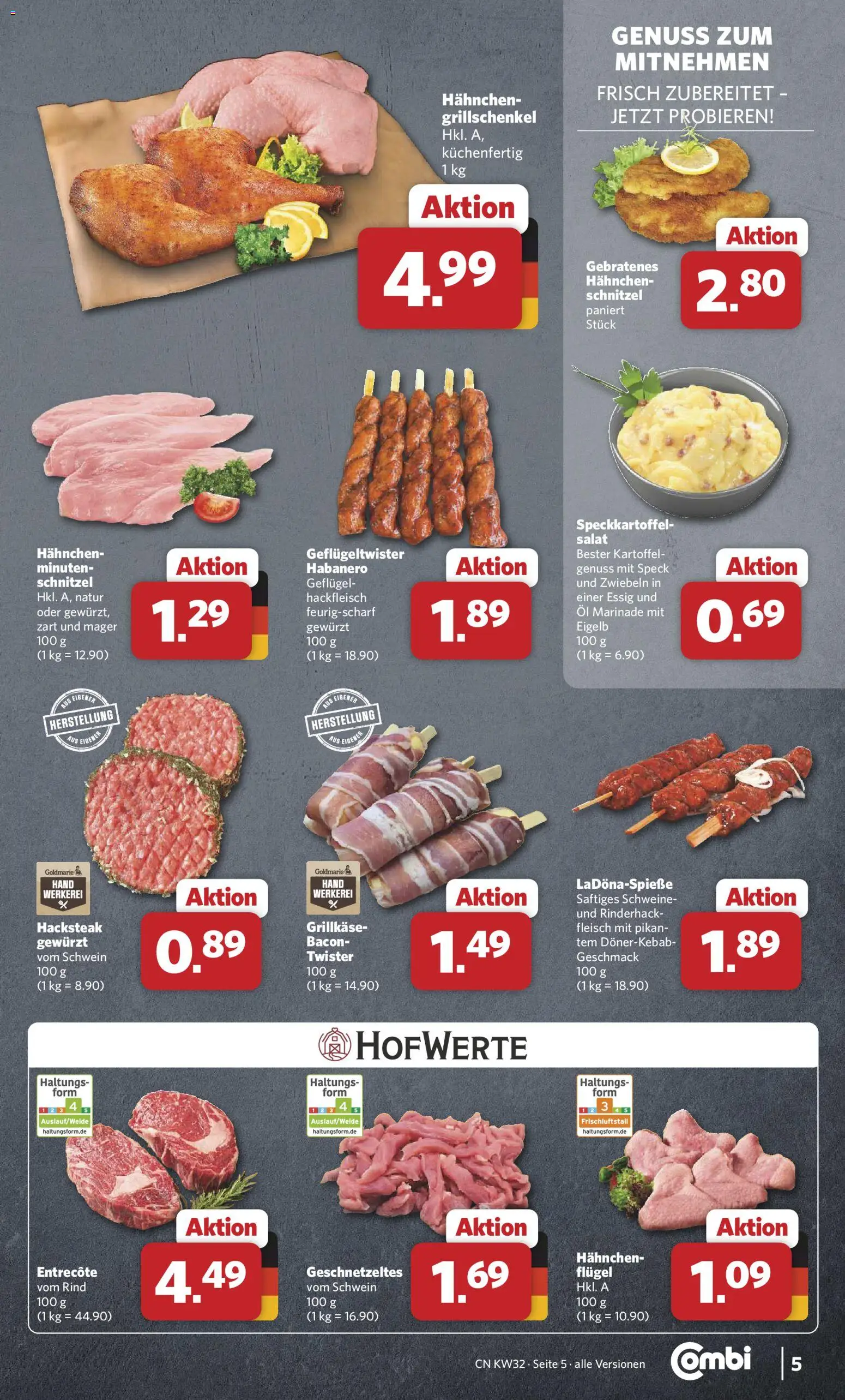 Combi Prospekt – gültig ab 03.08.2026 | Seite: 5 | Produkte: Öl, Essig, Entrecote, Hackfleisch