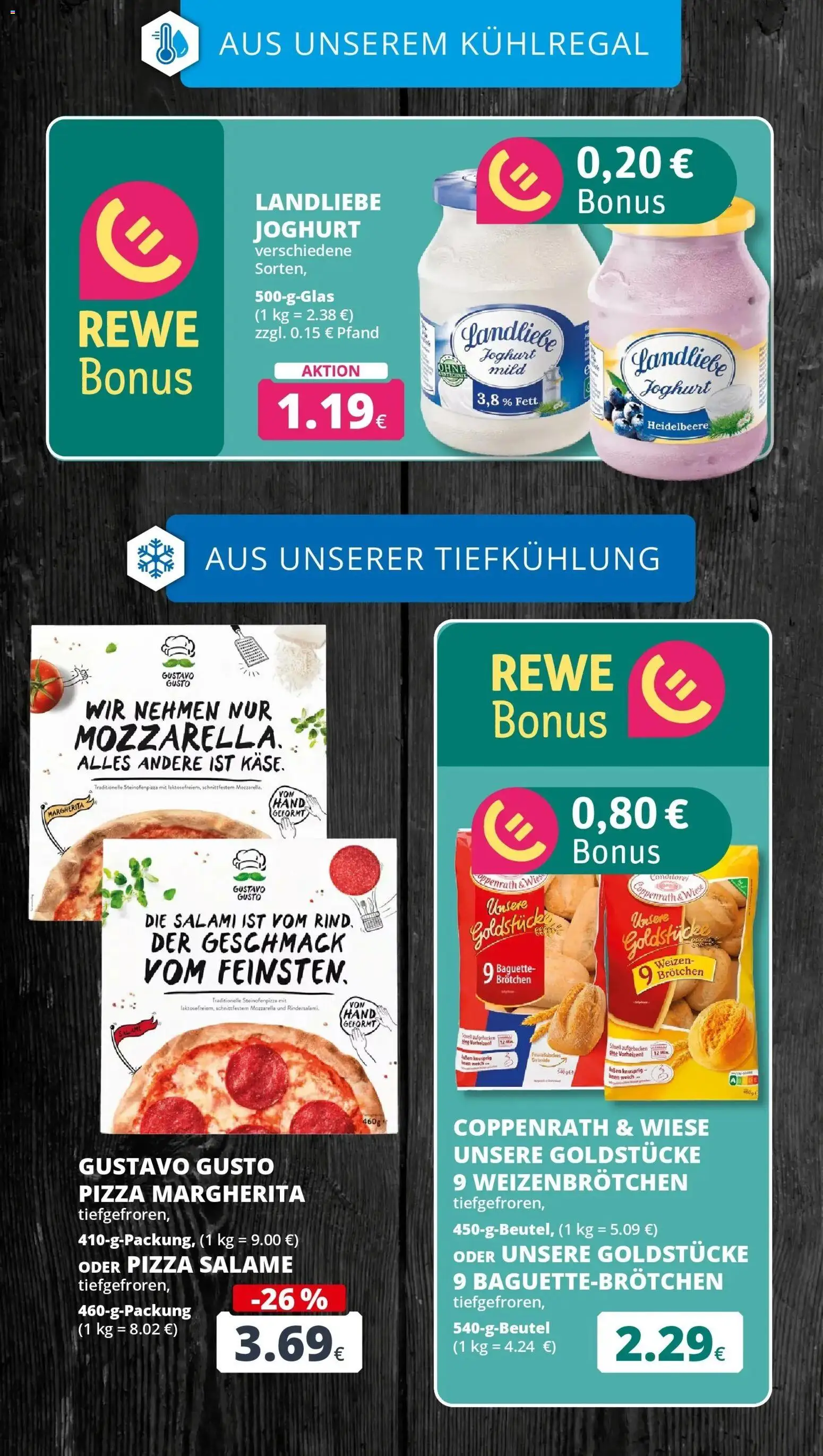 Rewe Prospekt Bergheim – gültig ab 06.07.2026 | Seite: 19 | Produkte: Gustavo gusto, Joghurt, Mozzarella, Pizza