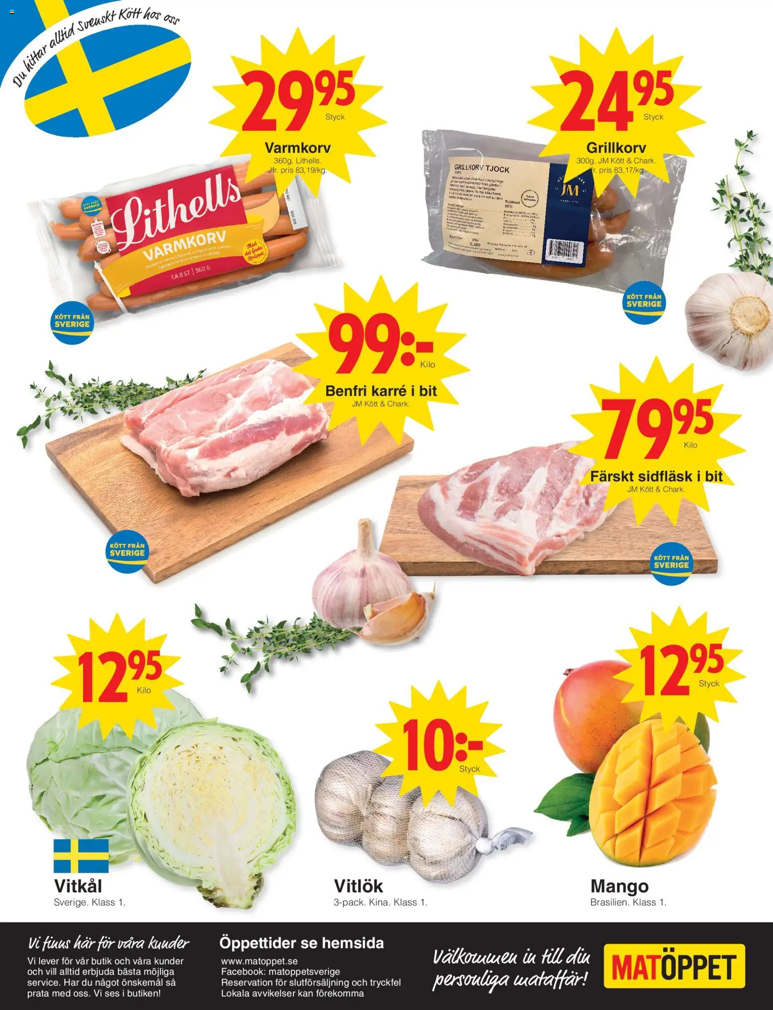 Matöppet reklamblad aktuell från 07/09/2026 | Sida: 4 | Produkter: Vitkål, Grillkorv, Kött, Mango