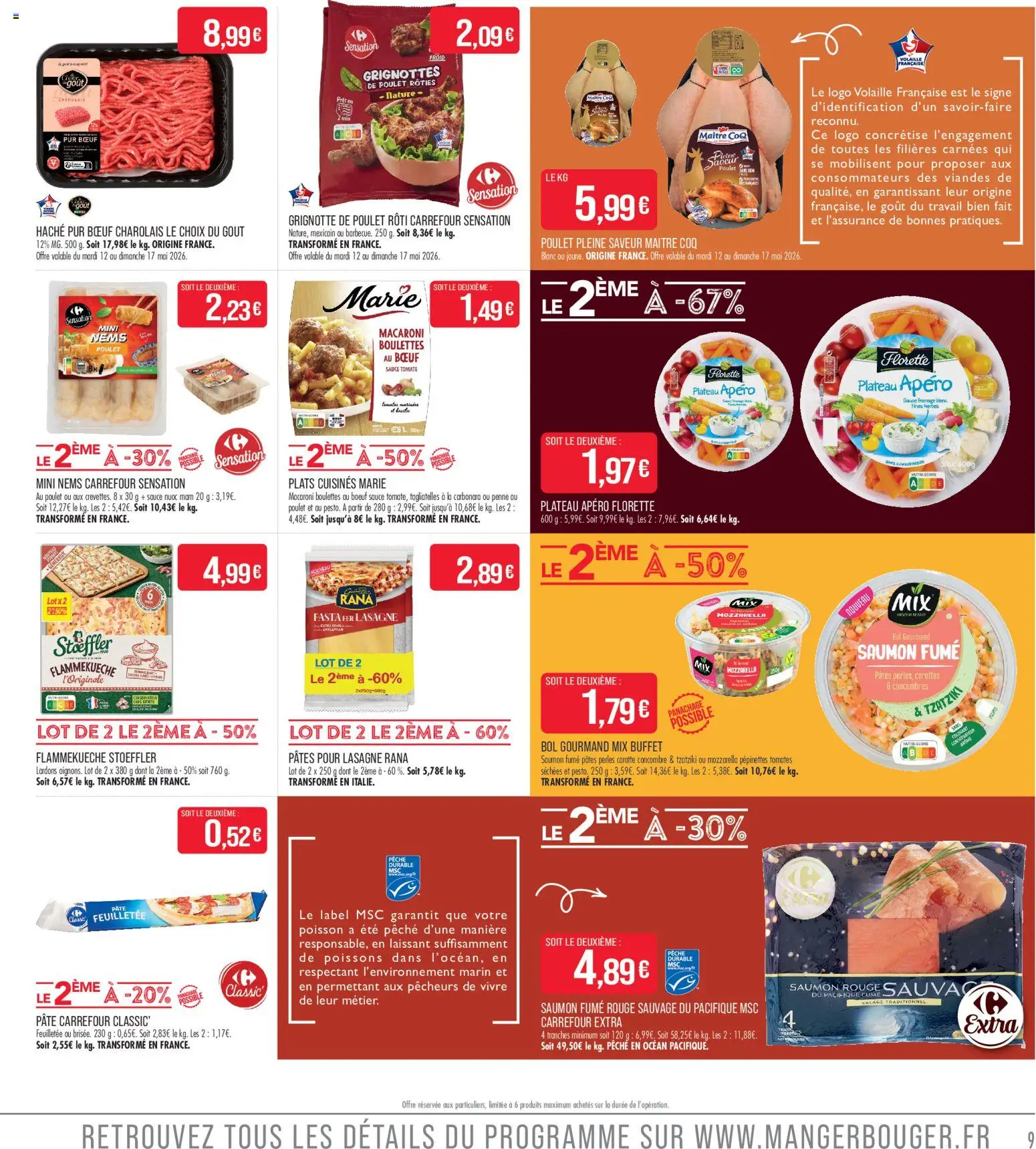 {H1} | Page: 9 | Produits: Carottes, Saumon fumé, Mozzarella, Buffet