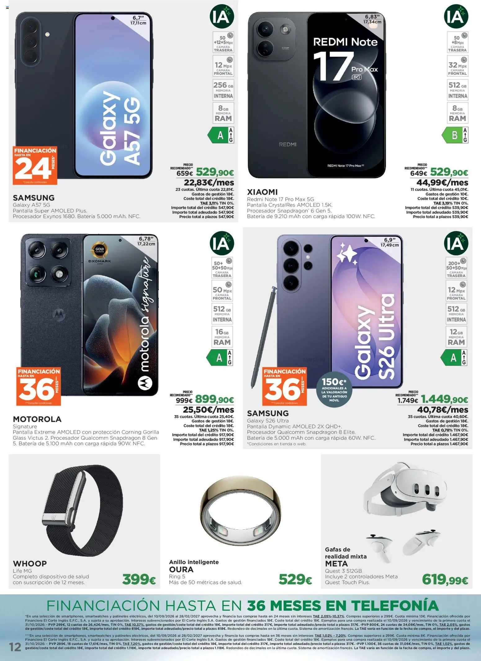 El Corte Inglés Los Tecnoprecios │ válido desde el 26/10/2026 | Página: 12 | Productos: Móvil, Gafas, Cámara, Batería