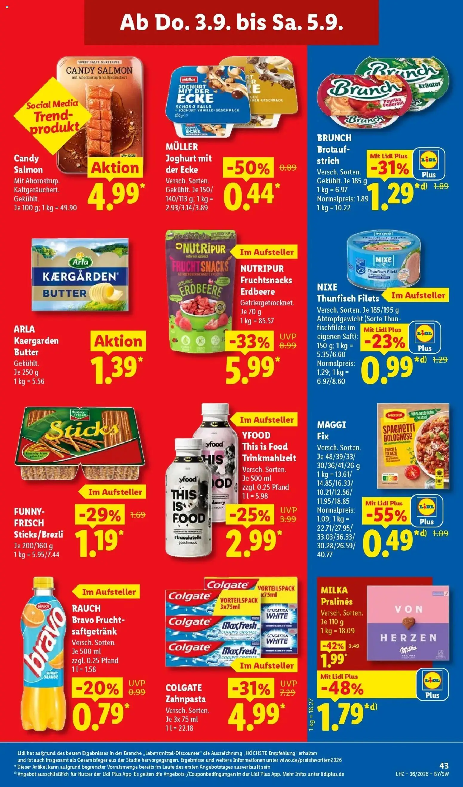 Lidl Prospekt Hof-innenstadt (ab 31.08.2026) zum Blättern » Angebote | Seite: 69 | Produkte: Maggi, Butter, Thunfisch, Spaghetti