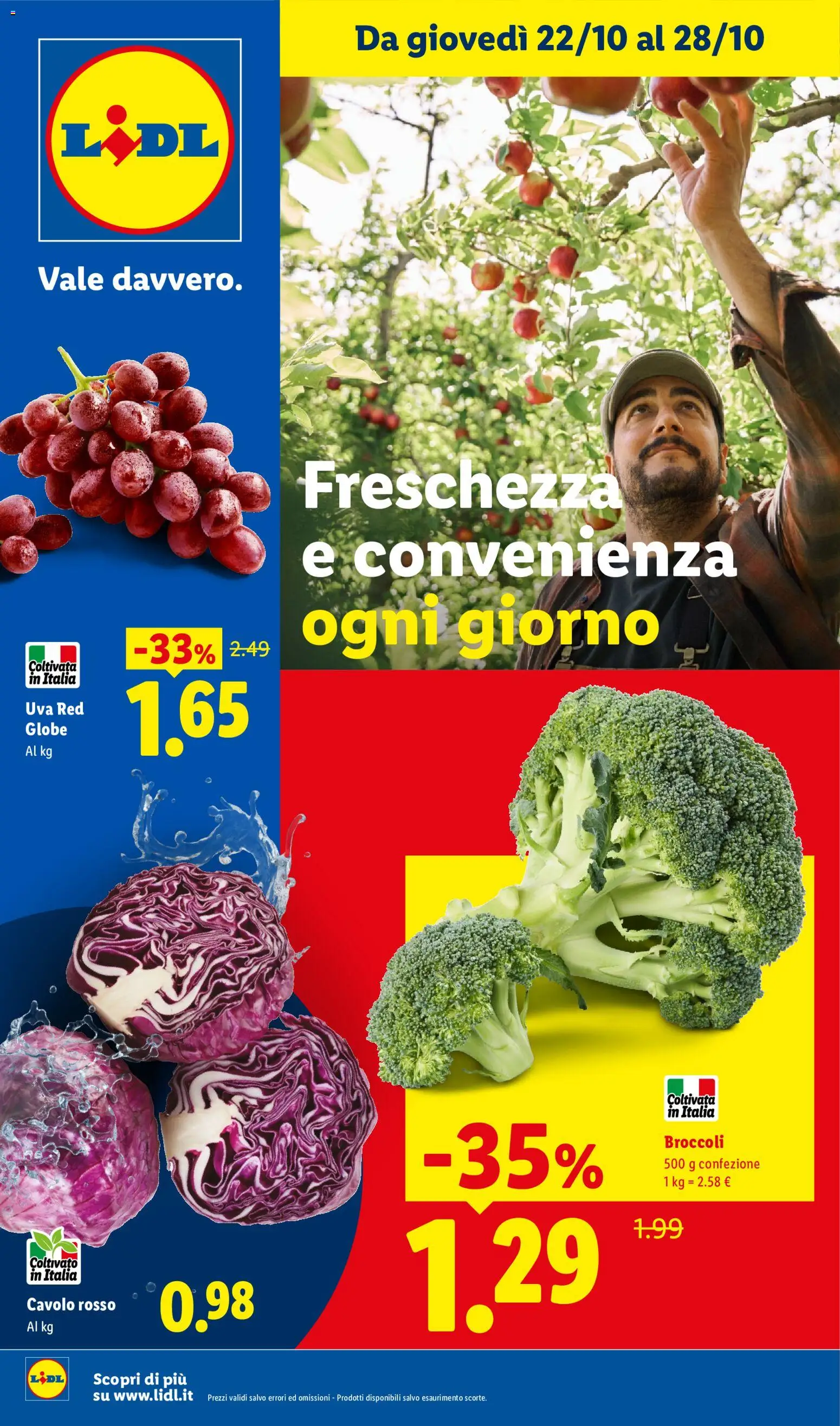 Volantino Lidl del 22/10/2026 | Pagina: 1 | Prodotti: Cavolo, Uva, Broccoli
