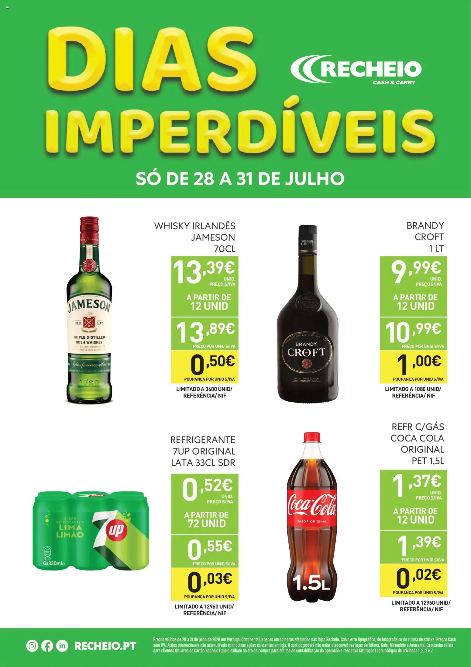 Recheio Dias Imperdíveis │ válido de 28/07/2026 | Página: 1 | Produtos: Refrigerante, Whisky