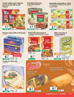 KTC Katalog - Pregled kataloga iz trgovine KTC, vrijedi od 26.08.2026 | Stranica: 15 | Proizvodi: Pasirana rajčica, Kukuruz, Ledo, Povrće