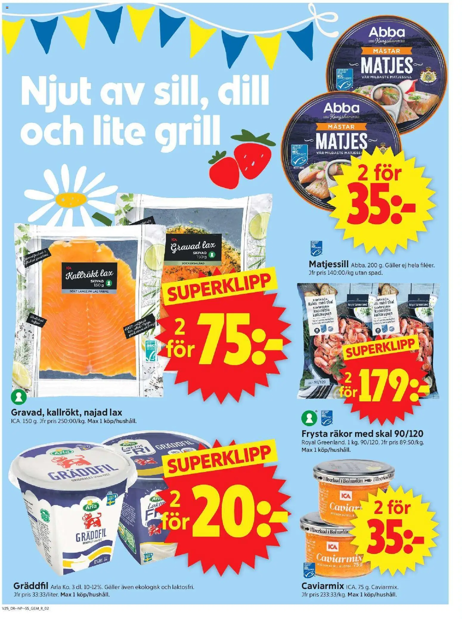 ICA Supermarket reklamblad aktuell från 15.06.2026 | Sida: 2 | Produkter: Räkor, Lax, Gräddfil, Tv