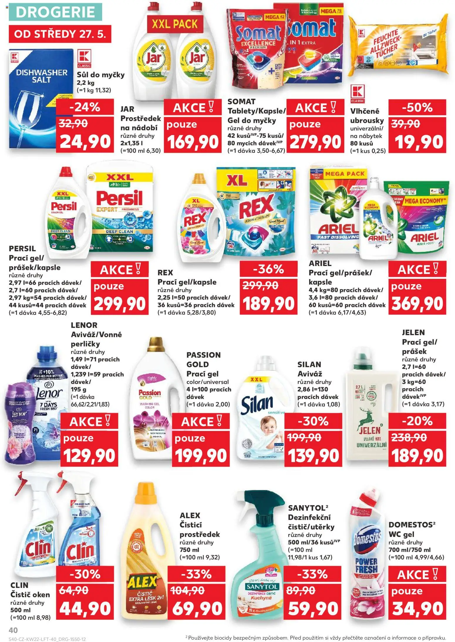 Kaufland leták od 27.05.2026 | Strana: 40 | Produkty: Vlhčené ubrousky, Aviváž, Silan, Somat