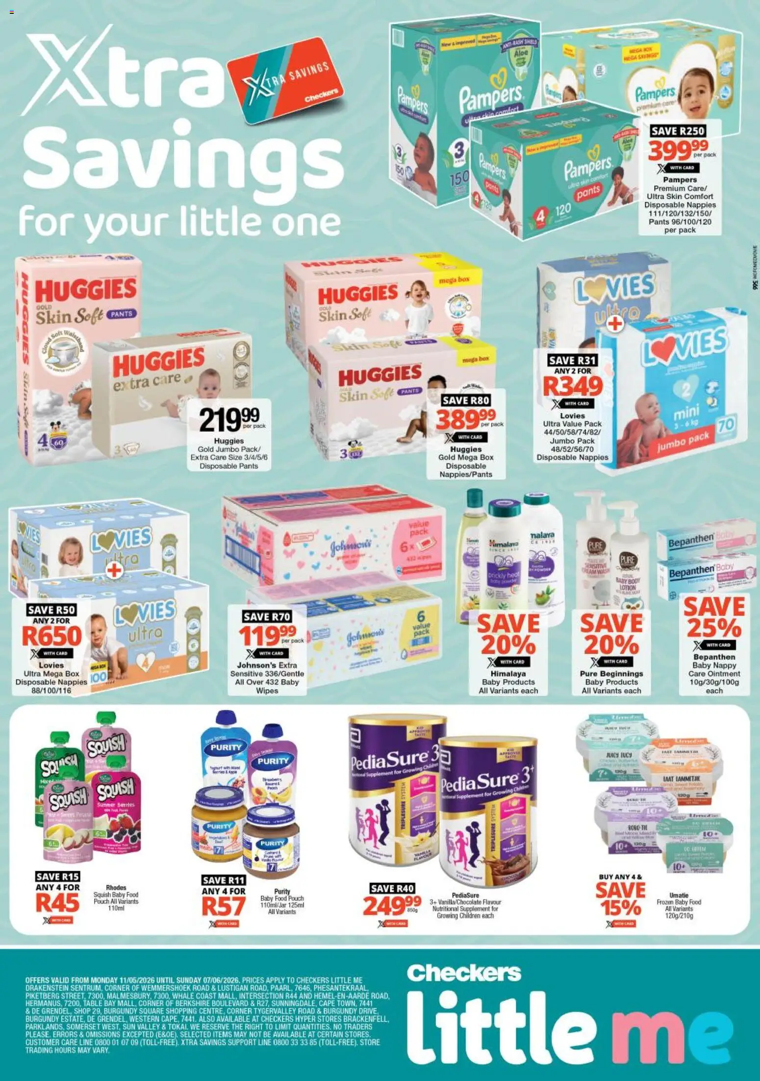 New Checkers catalogue – valid from 11.05.2026 | Page: 1 | Products: Pants, Box, Baby food, Nappies