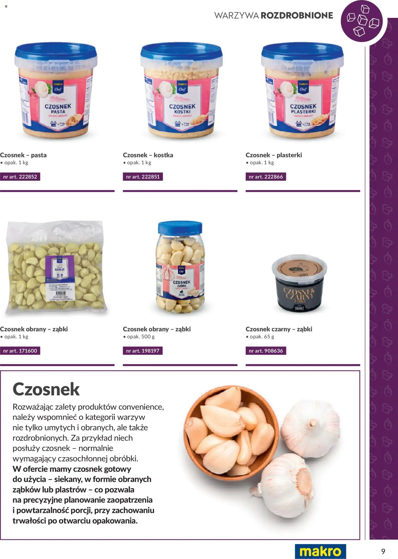Makro Gazetka - Smart Chef Warzywa i Owoce od 01.01.2026 | Strona: 9 | Produkty: Czosnek, Pasta, Warzywa