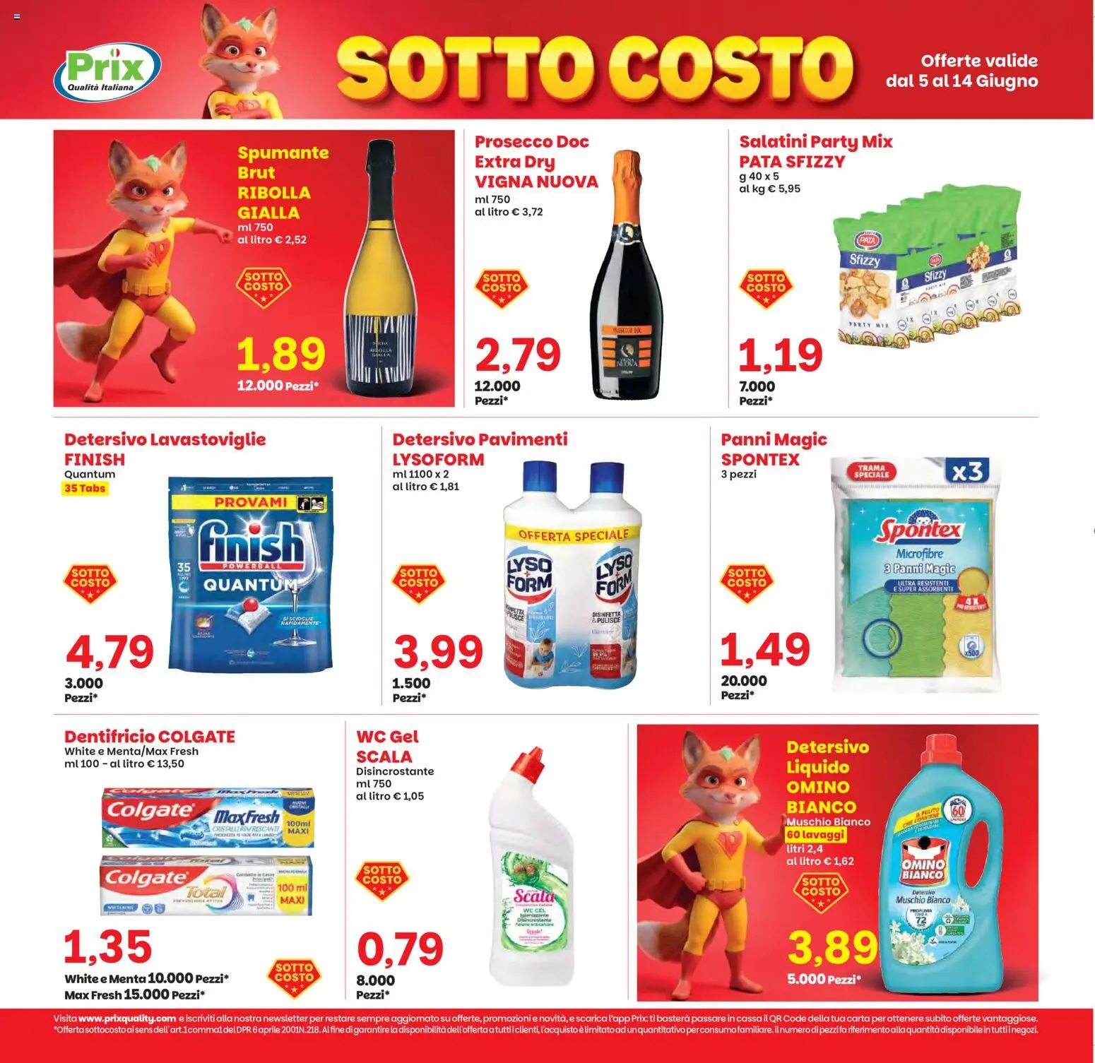 Volantino Prix del 05.06.2026 | Pagina: 5 | Prodotti: Dentifricio, Prosecco, Spumante, WC