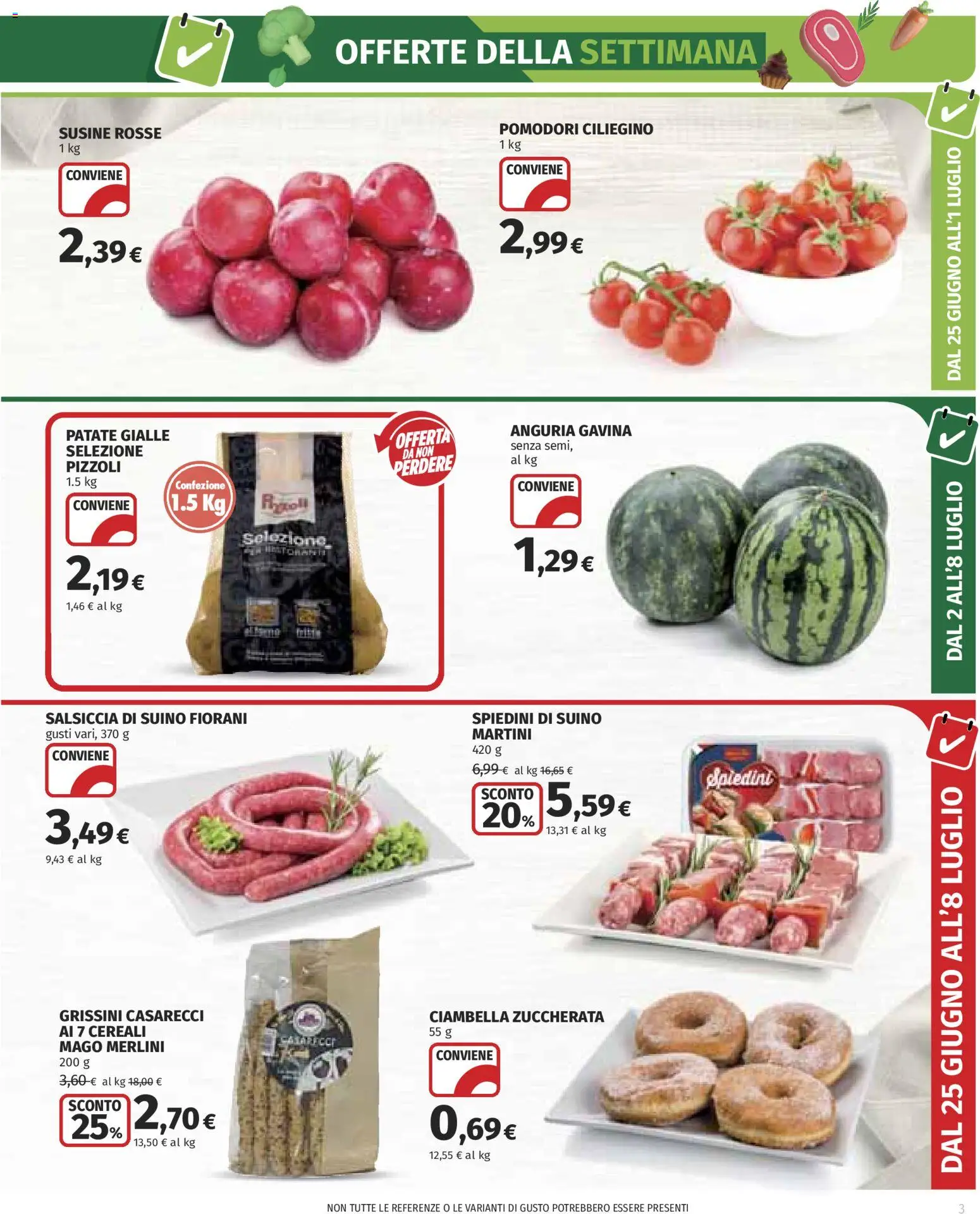 Volantino COOP del 25/06/2026 | Pagina: 3 | Prodotti: Patate, Pomodori, Anguria, Grissini