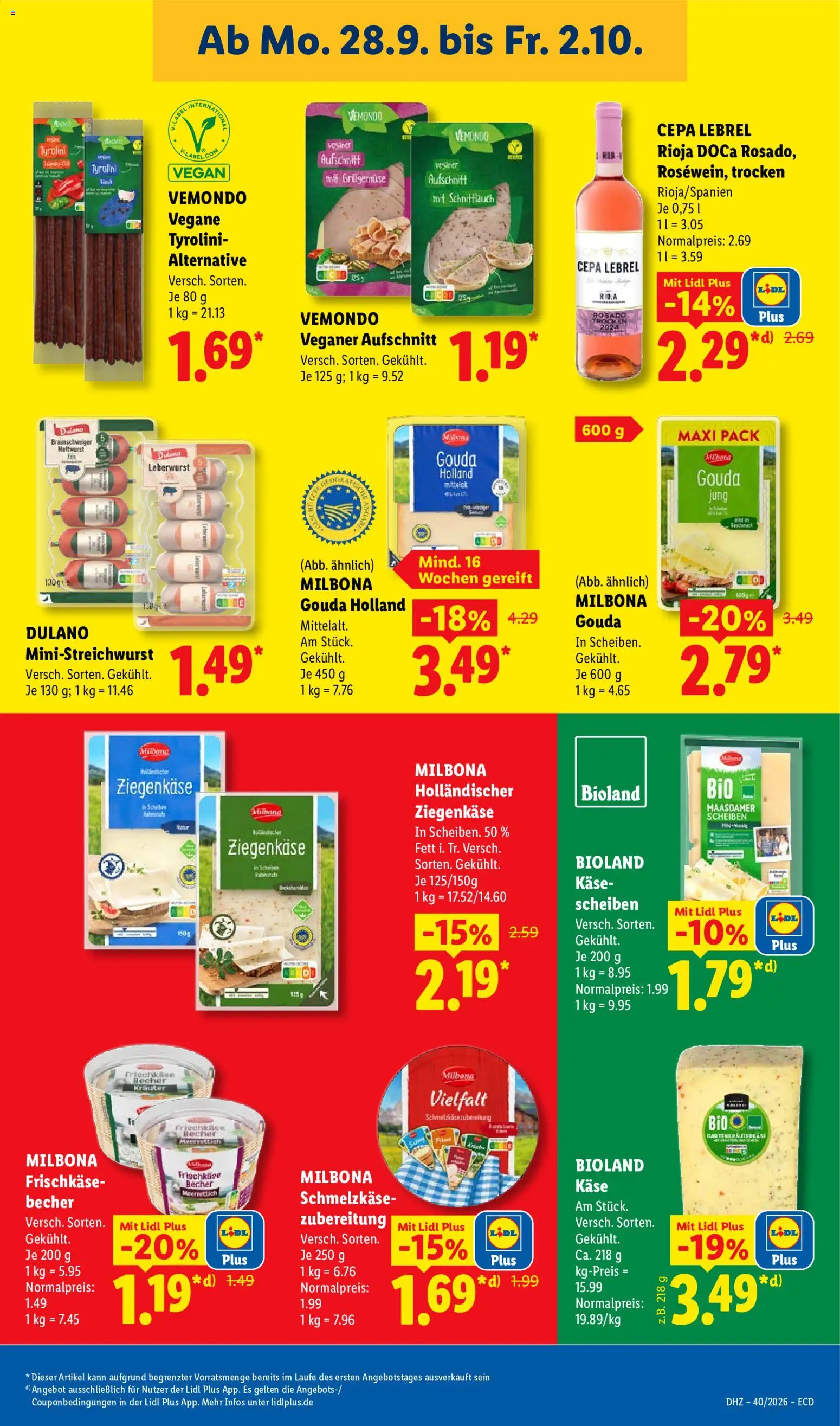 Lidl Německo leták - Frischekönig od 28.09.2026 | Strana: 21 | Produkty: Vegan, Gouda, Maasdamer, Kaše