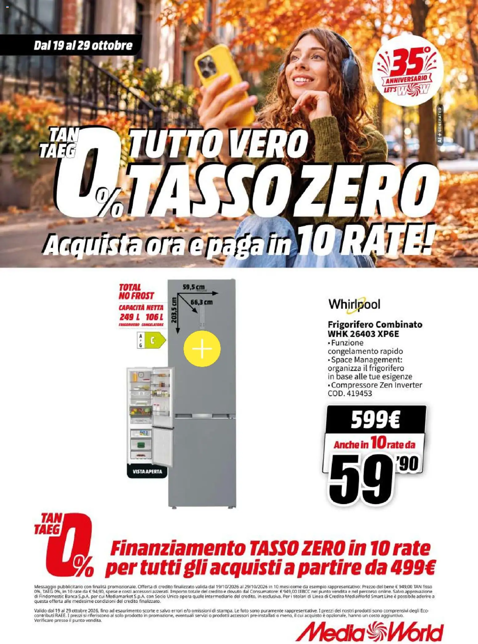Volantino Media World del 19/10/2026 | Pagina: 51 | Prodotti: Compressore, Frigorifero, Congelatore, Frigorifero combinato