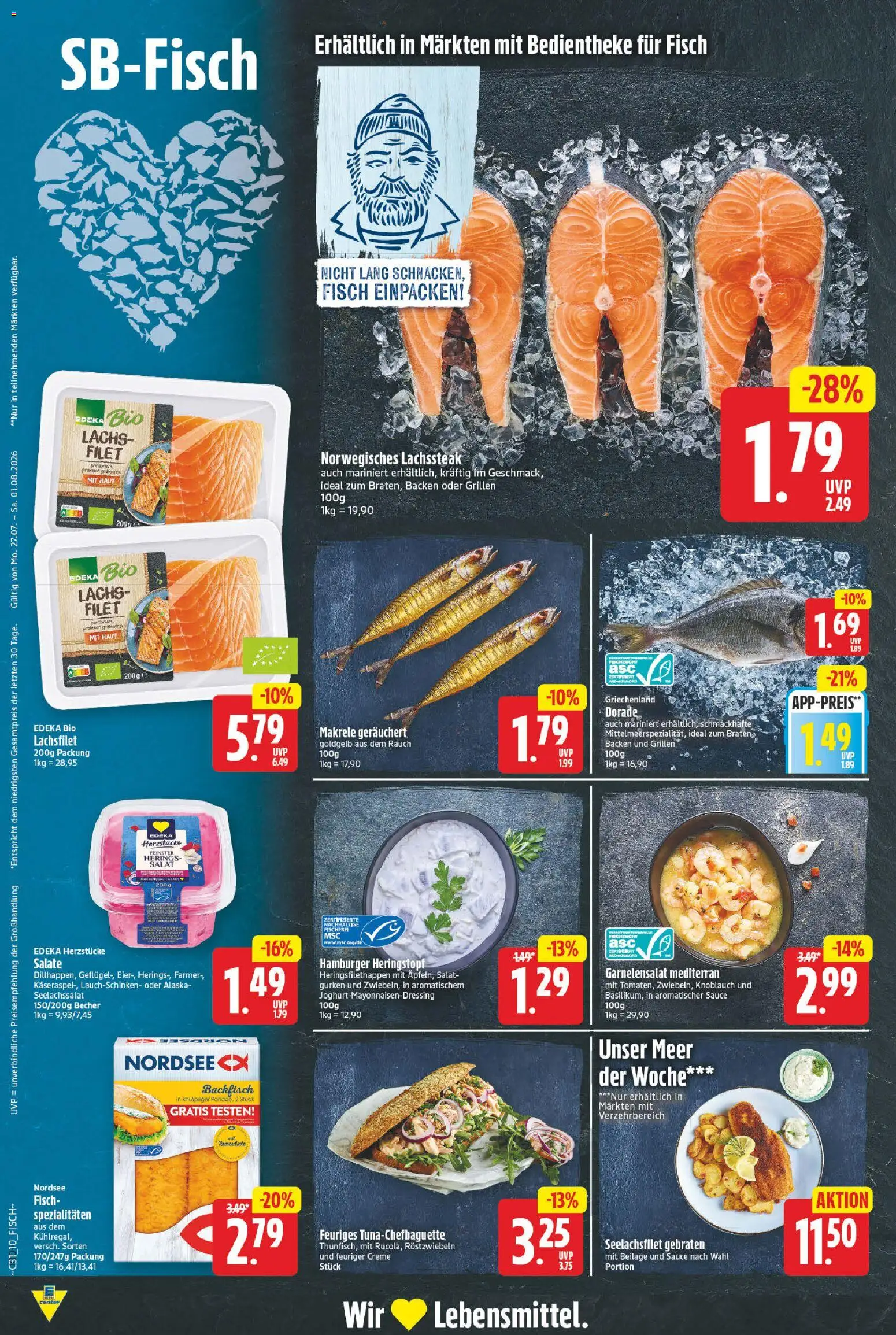 E center Prospekt – gültig ab 27.07.2026 | Seite: 10 | Produkte: Creme, Lachs, Knoblauch, Gurken