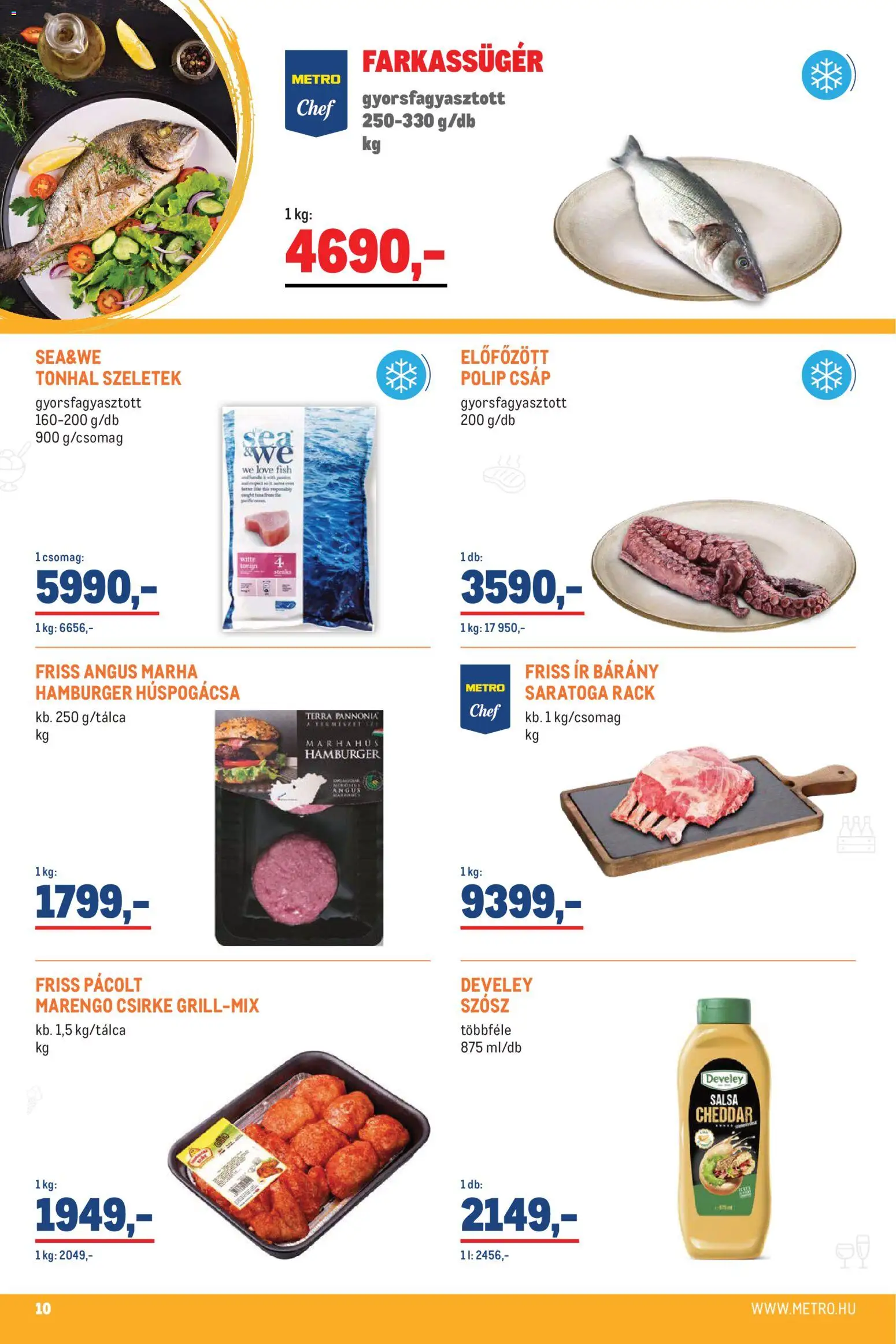 Metro akciós ujság - amely érvényes a következő dátumtól: 2026.07.01. | Oldal: 10 | Termékek: Tonhal, Hamburger, Marhahús, Cheddar