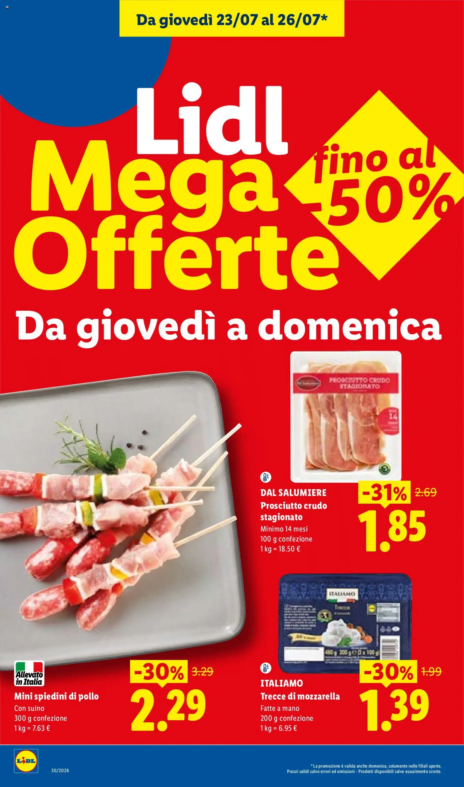Volantino Lidl del 23/07/2026 | Pagina: 2 | Prodotti: Prosciutto Crudo, Suino, Prosciutto, Spiedini