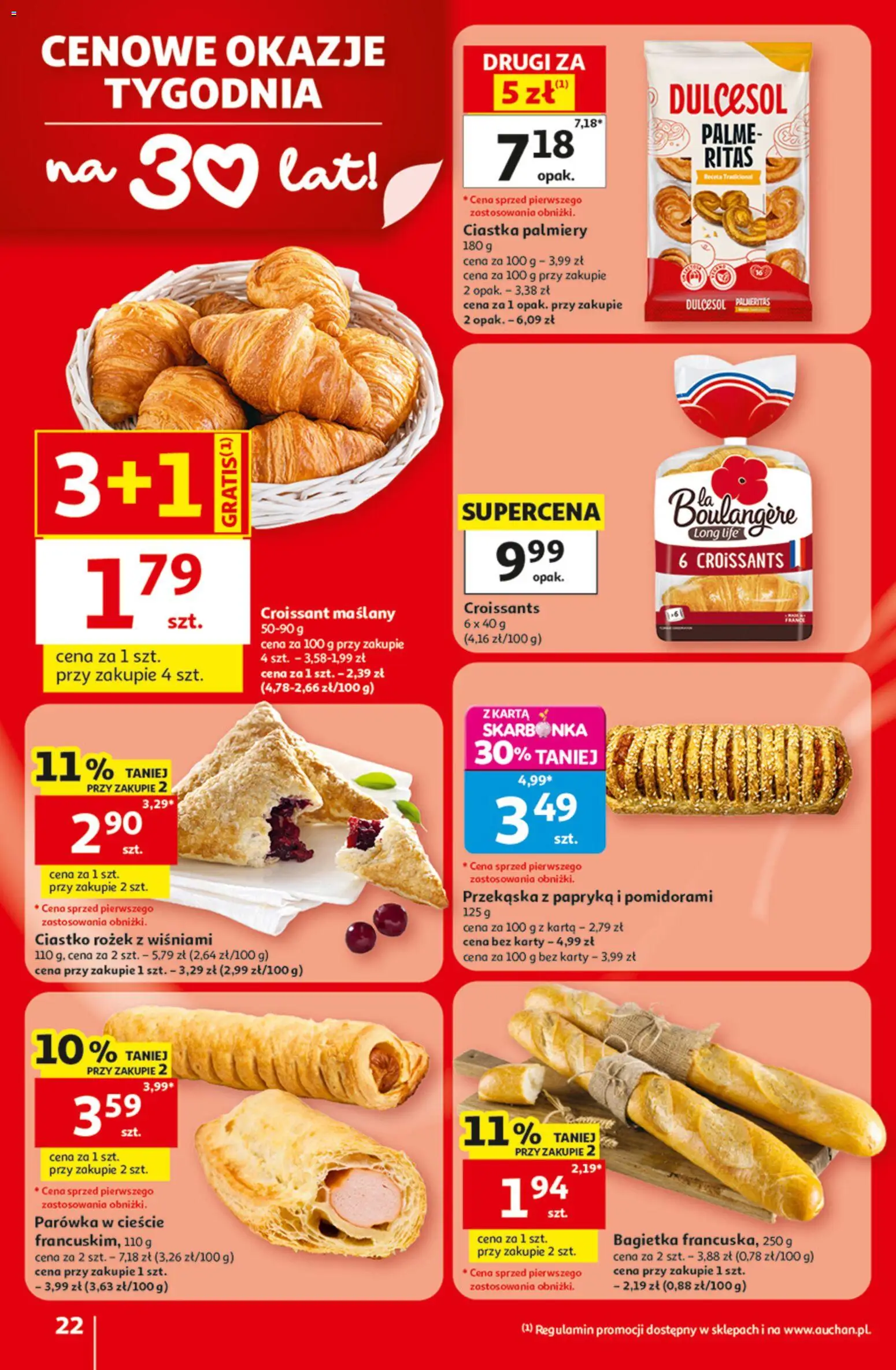 Auchan gazetka - 30 Lat Hipermarket od 09.07.2026 | Strona: 22 | Produkty: Karta, Papryka, Bagietka, Ciastka