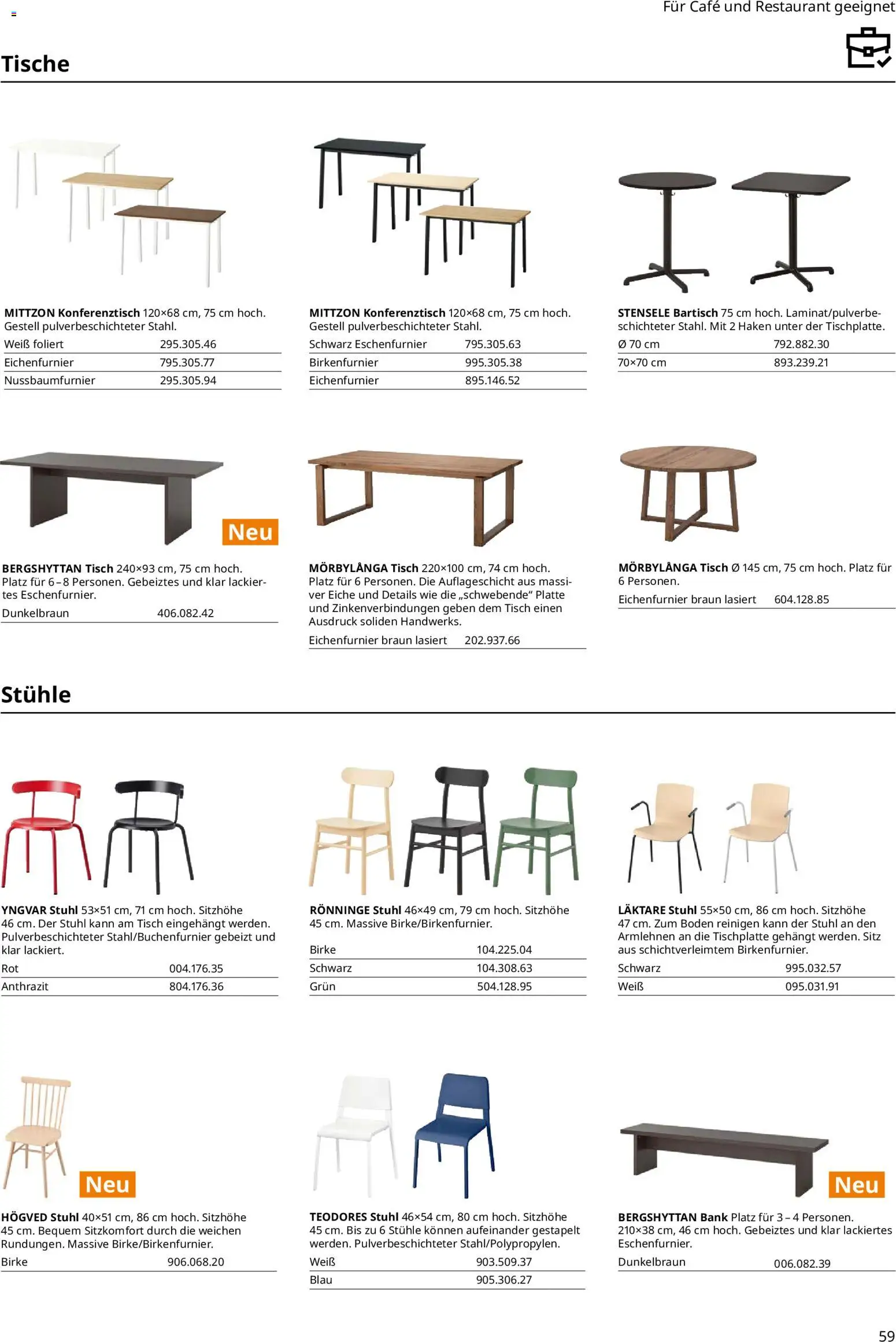 Ikea Essplatz – gültig ab 02.01.2026 | Seite: 59 | Produkte: Bartisch, Konferenztisch, Tisch, Stuhl