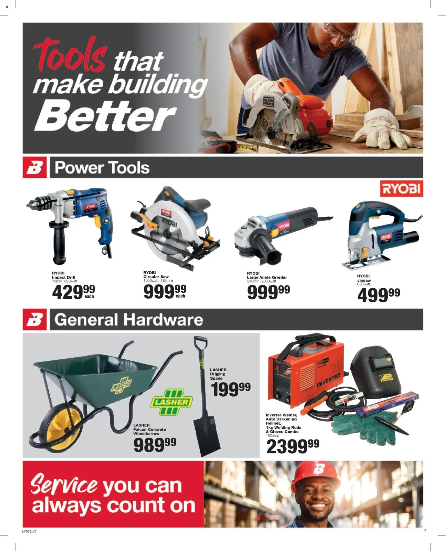 New Build It catalogue – valid from 24/06/2026 | Page: 7 | Products: Gloves, Grinder, Drill, Angle grinder