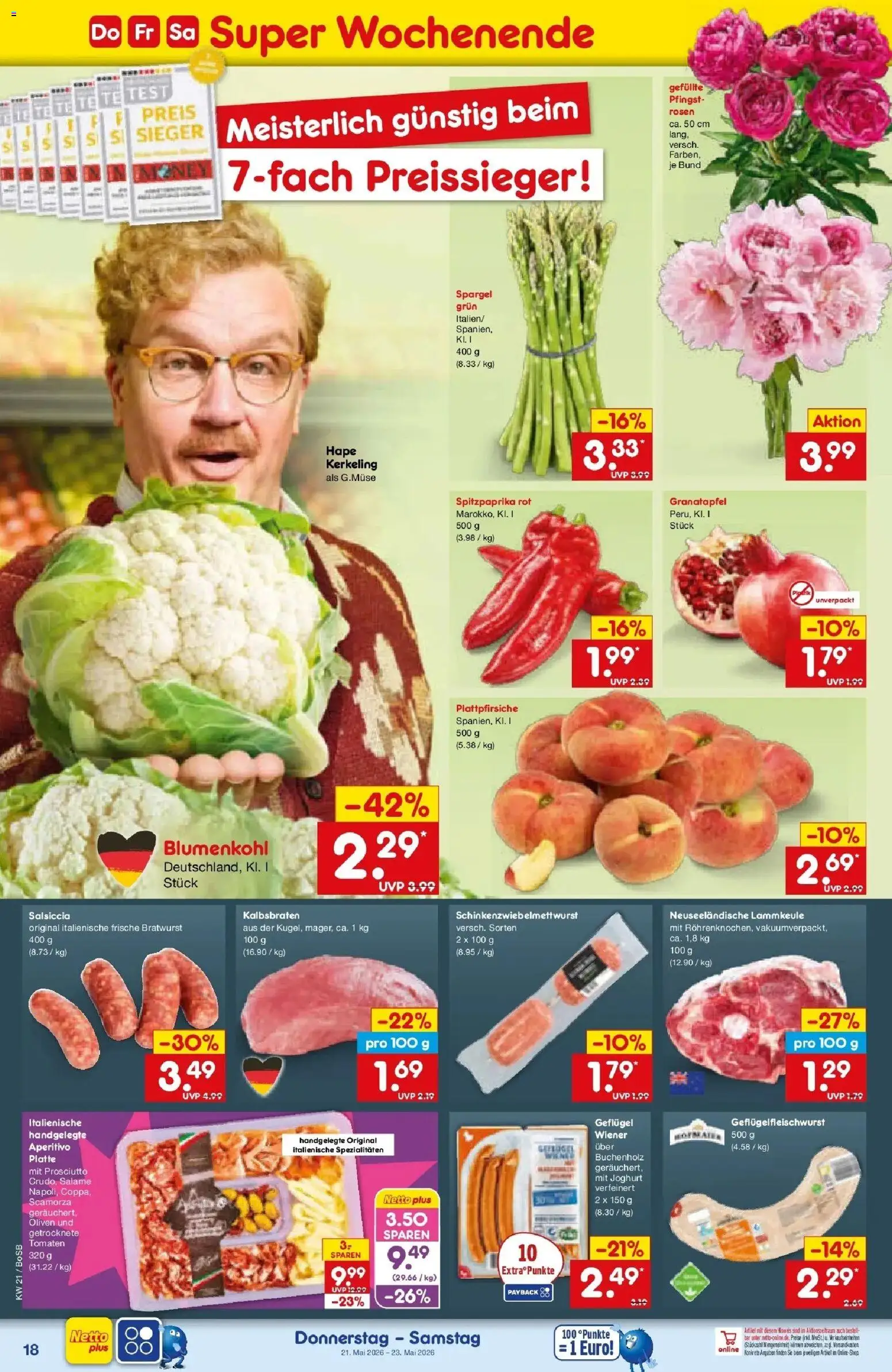 Netto Marken-Discount Prospekt Stadtlohn	 – gültig ab 18.05.2026 | Seite: 20 | Produkte: Lammkeule, Joghurt, Bratwurst, Blumenkohl
