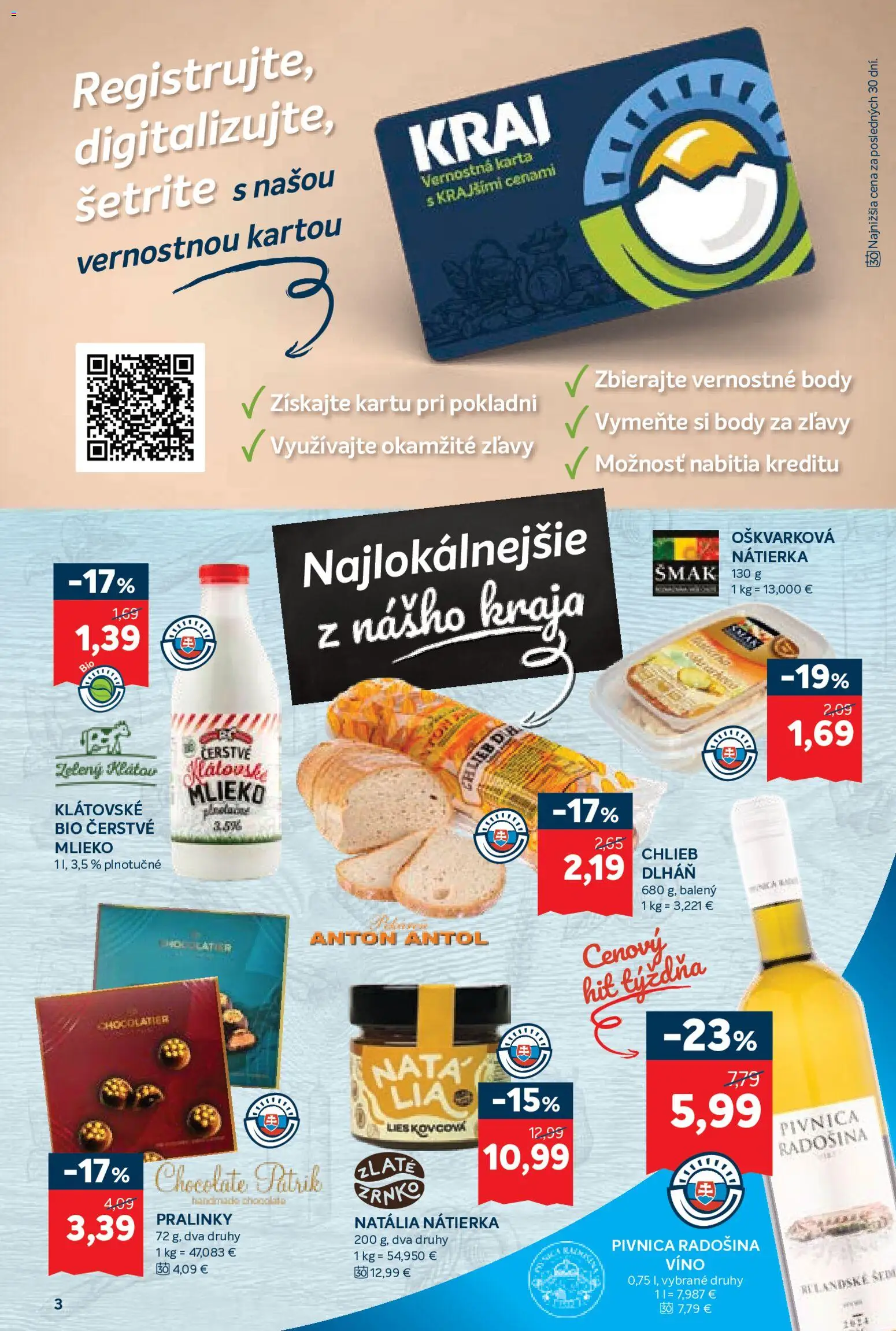 Nové Kraj akcie – leták je platný od 01.10.2026 | Strana: 5 | Produkty: Mlieko, Chlieb, Víno, Nátierka