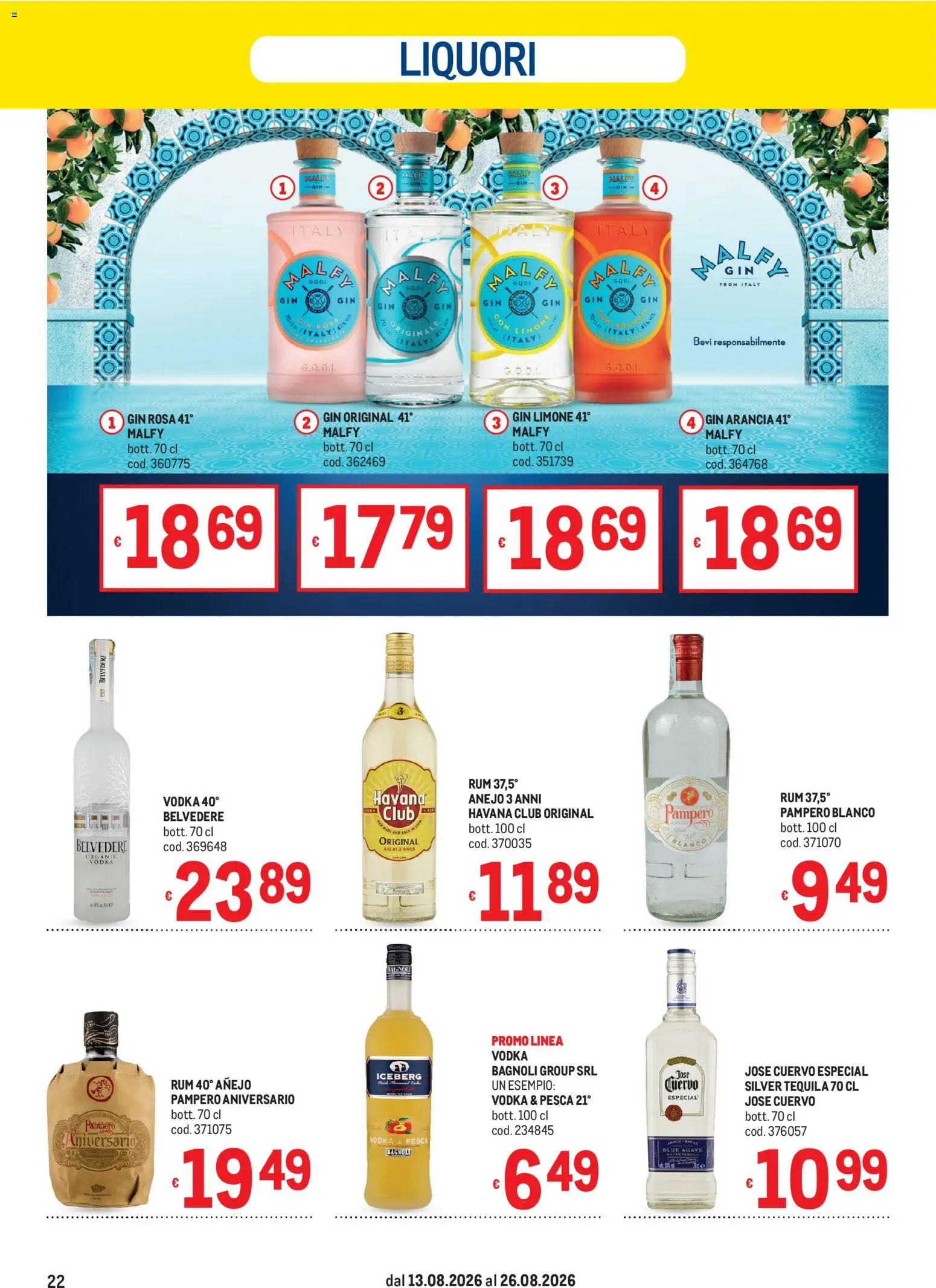 Volantino Metro del 13/08/2026 | Pagina: 22 | Prodotti: Gin, Limone, Tequila, Arancia