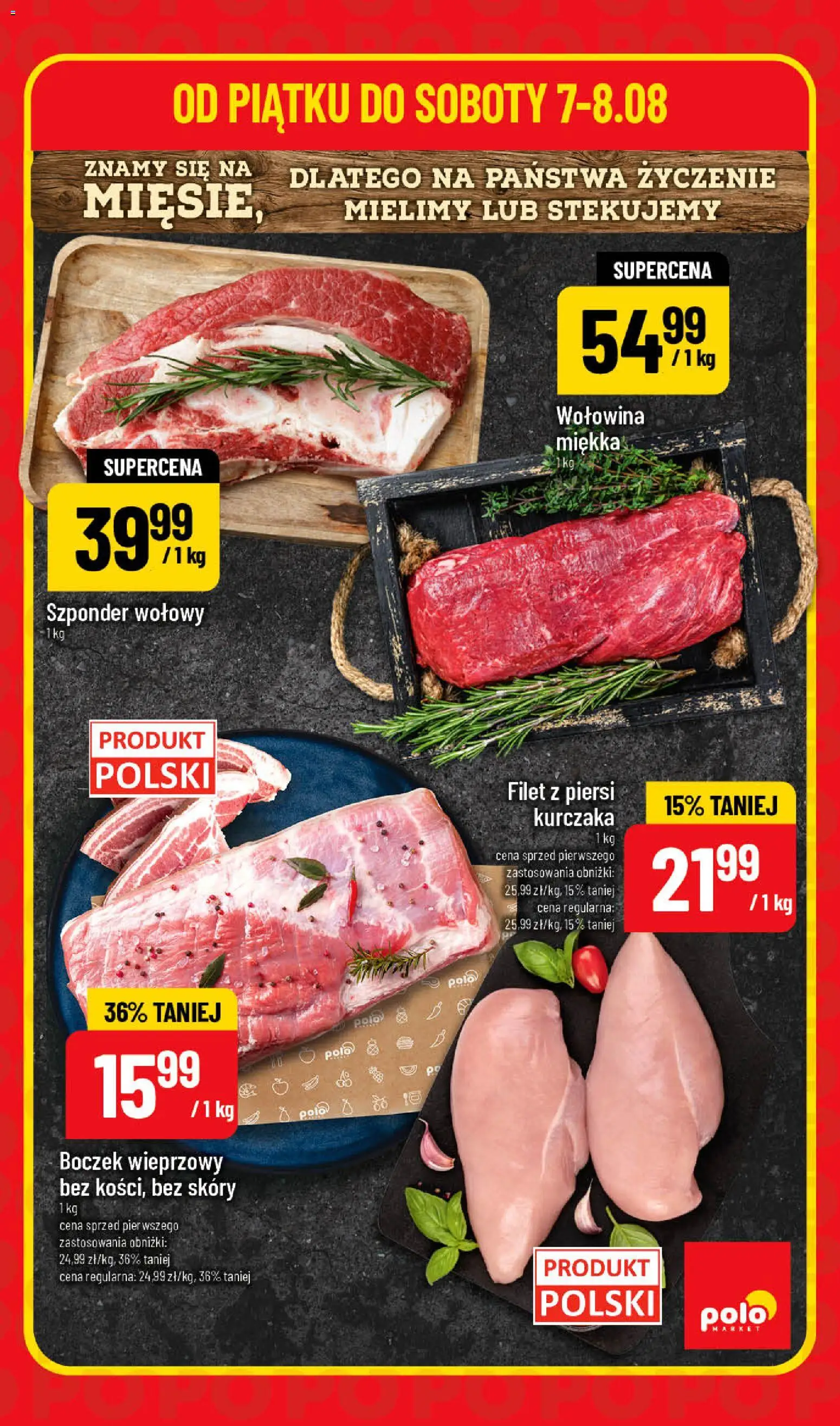 Nowa POLOmarket gazetka od jutra 06.08.2026 | Strona: 3 | Produkty: Piersi, Boczek wieprzowy, Filet z piersi kurczaka, Wołowina