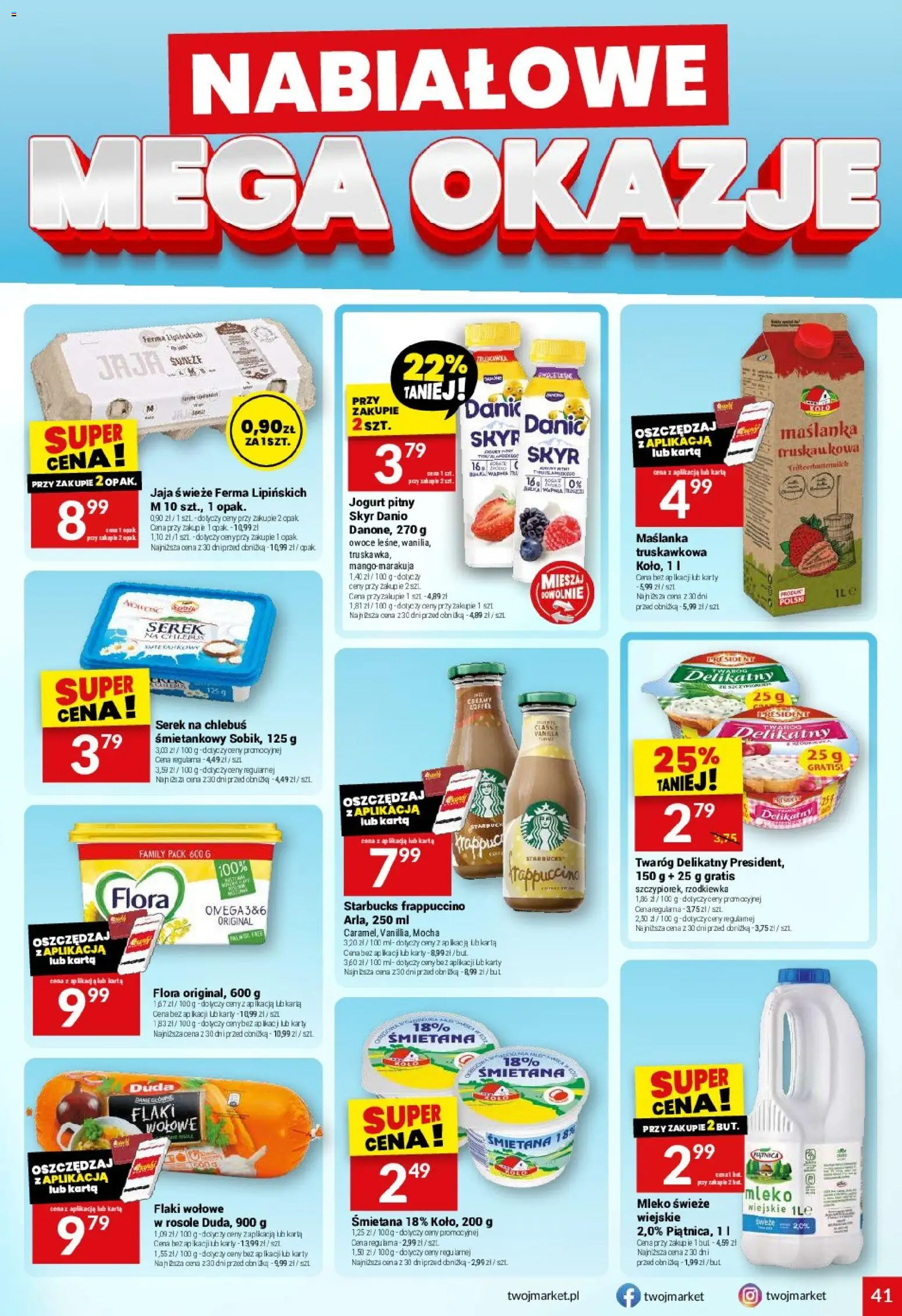Twój Market gazetka od 10.06.2026 | Strona: 41 | Produkty: Jogurt pitny, Mleko, Śmietana, Jaja
