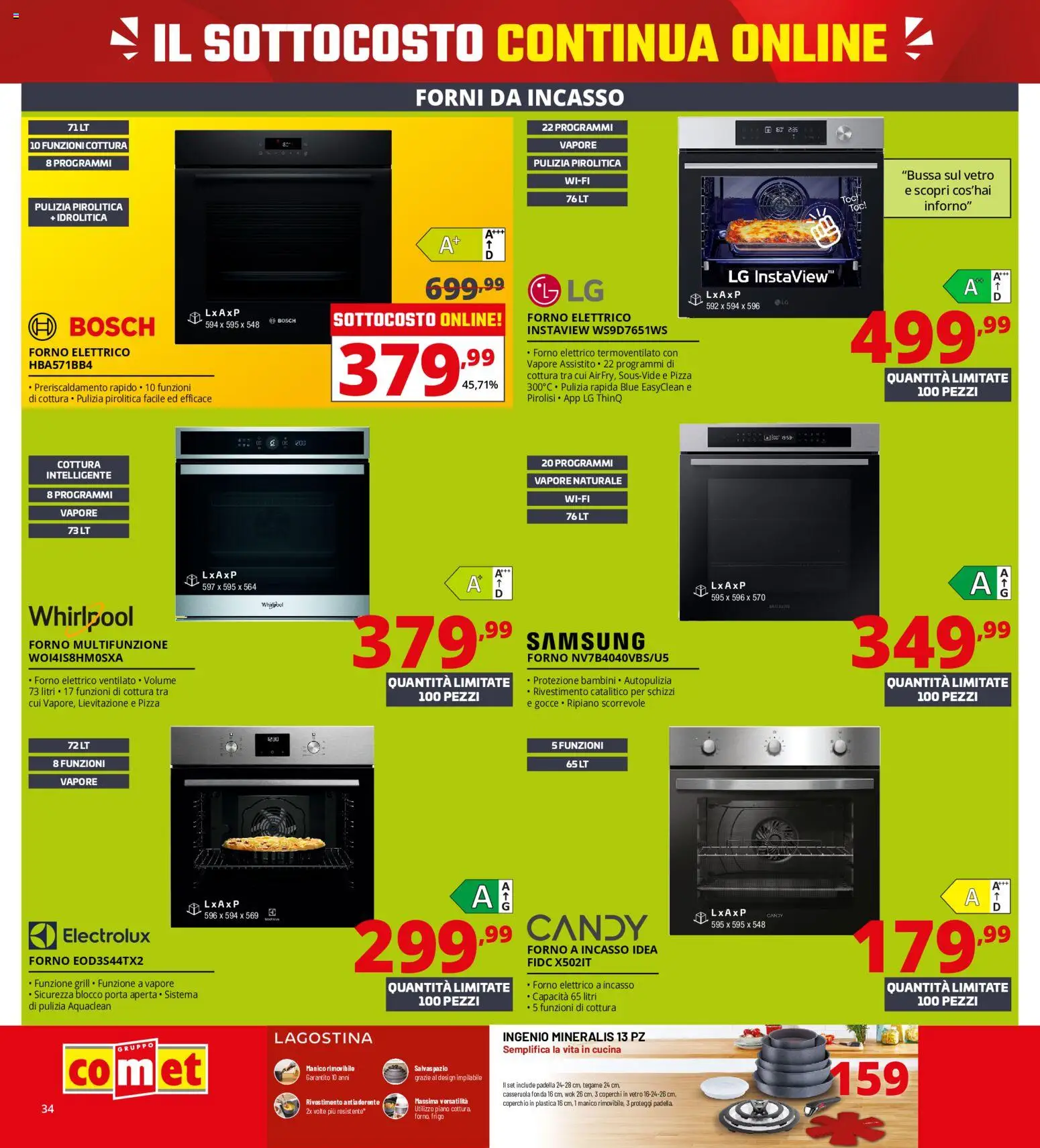 Volantino Comet del 18.05.2026 | Pagina: 34 | Prodotti: Forno, Casseruola, Forno elettrico, Samsung