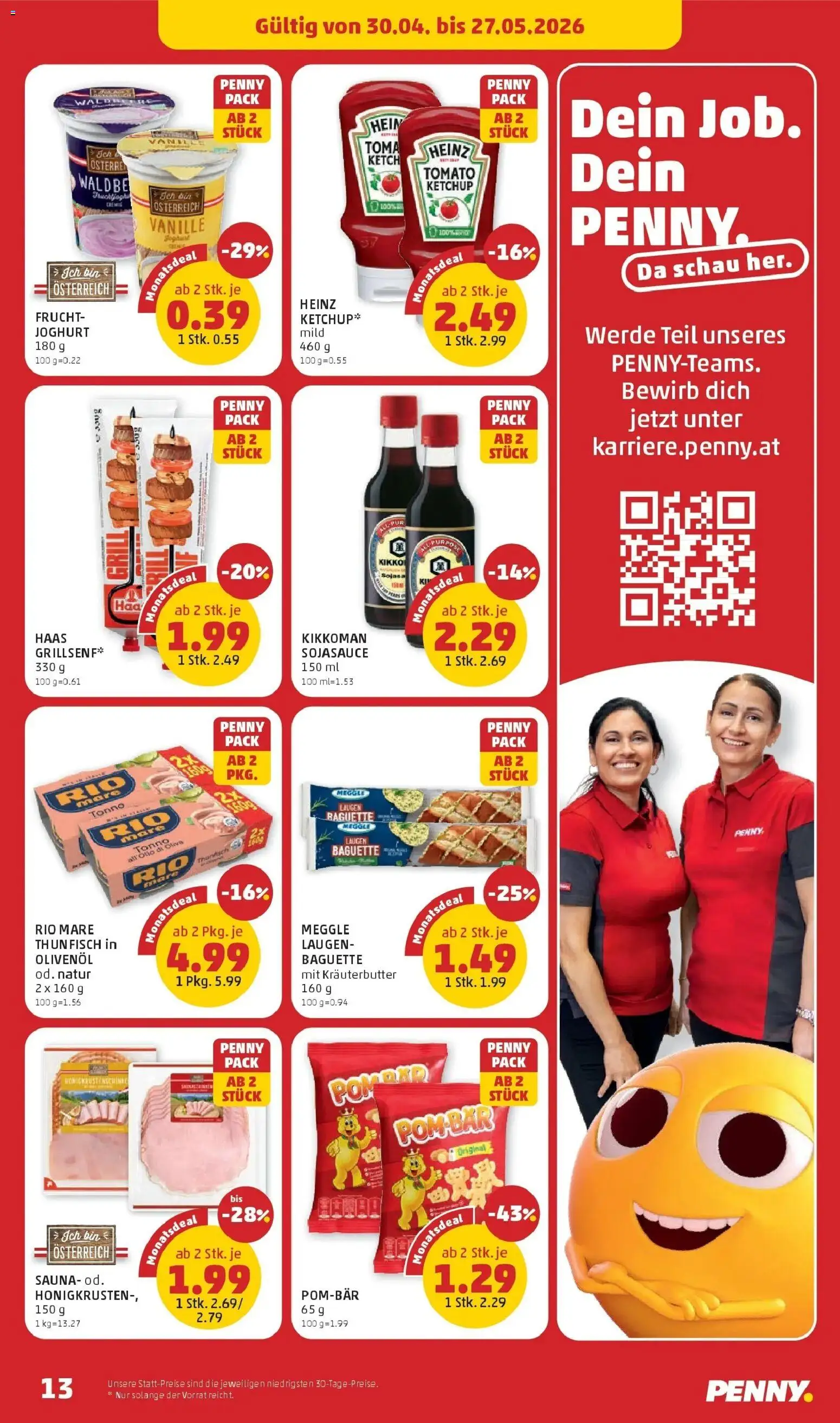 Penny Markt Die ganze Woche sparen gültig ab 30.04.2026 | Seite: 13 | Produkte: Ketchup, Jääkaappipakastin, Grill, Joghurt