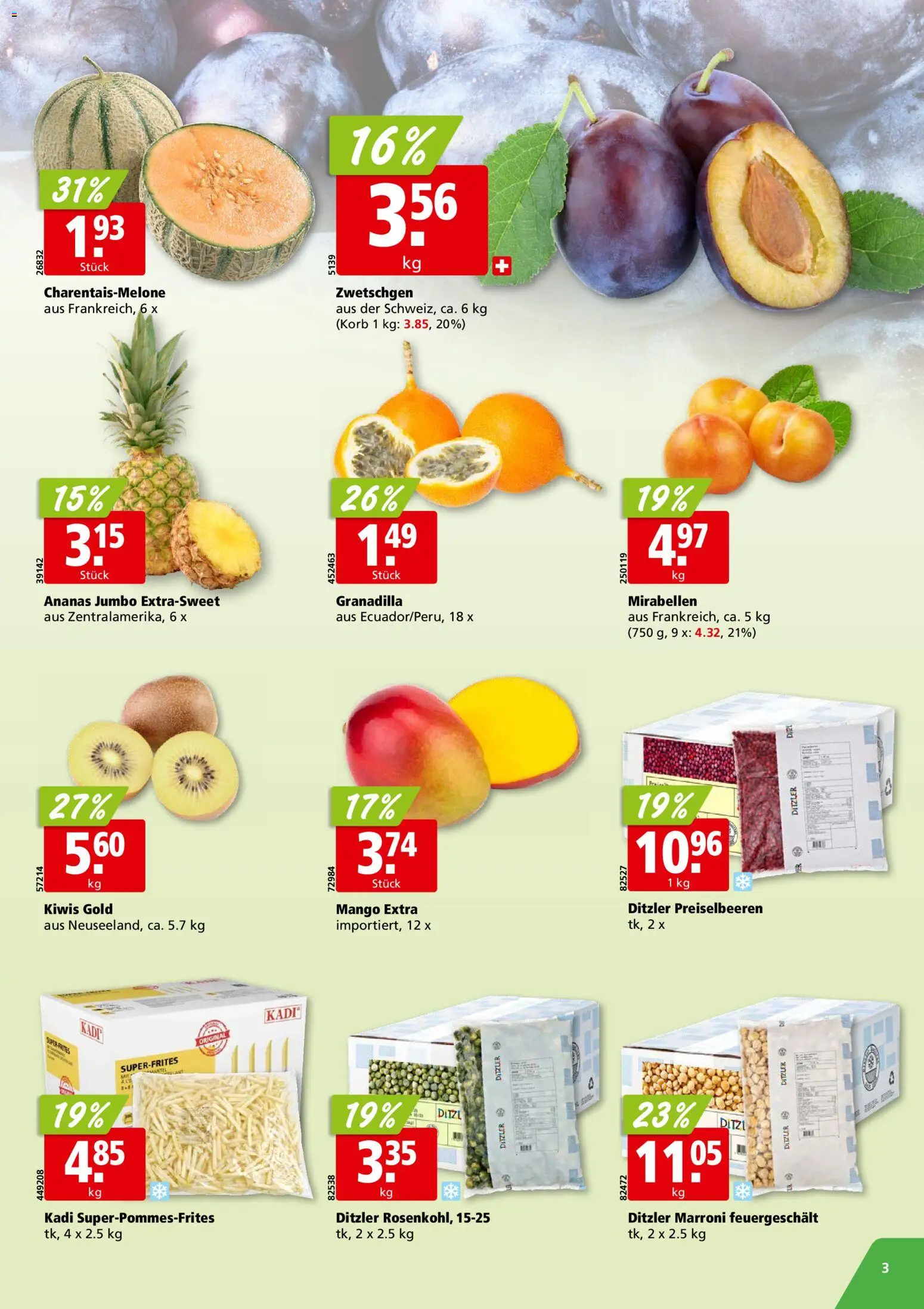 Aligro aktionen Chavannes, Matran, Genf, Sitten – gültig ab 17.08.2026 | Seite: 3 | Produkte: Korb, Zwetschgen, Ananas, Mango