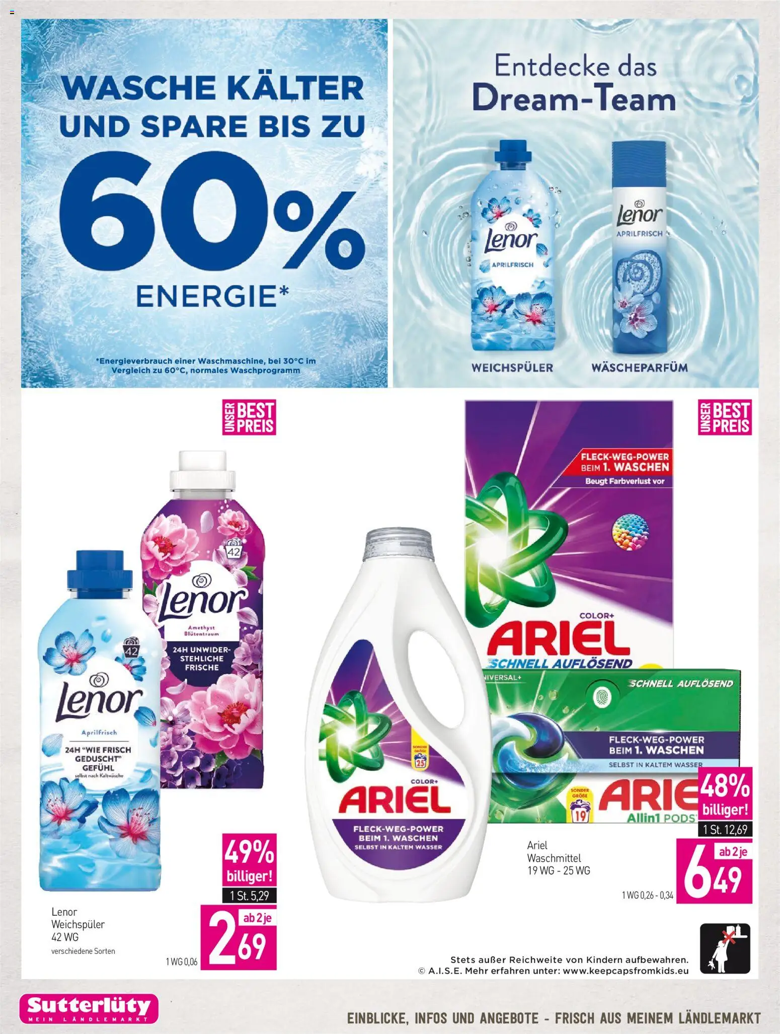 Sutterlüty Unser aktuelles Flugblatt gültig ab 01.10.2026 | Seite: 14 | Produkte: Wasser, Weichspüler, Waschmittel