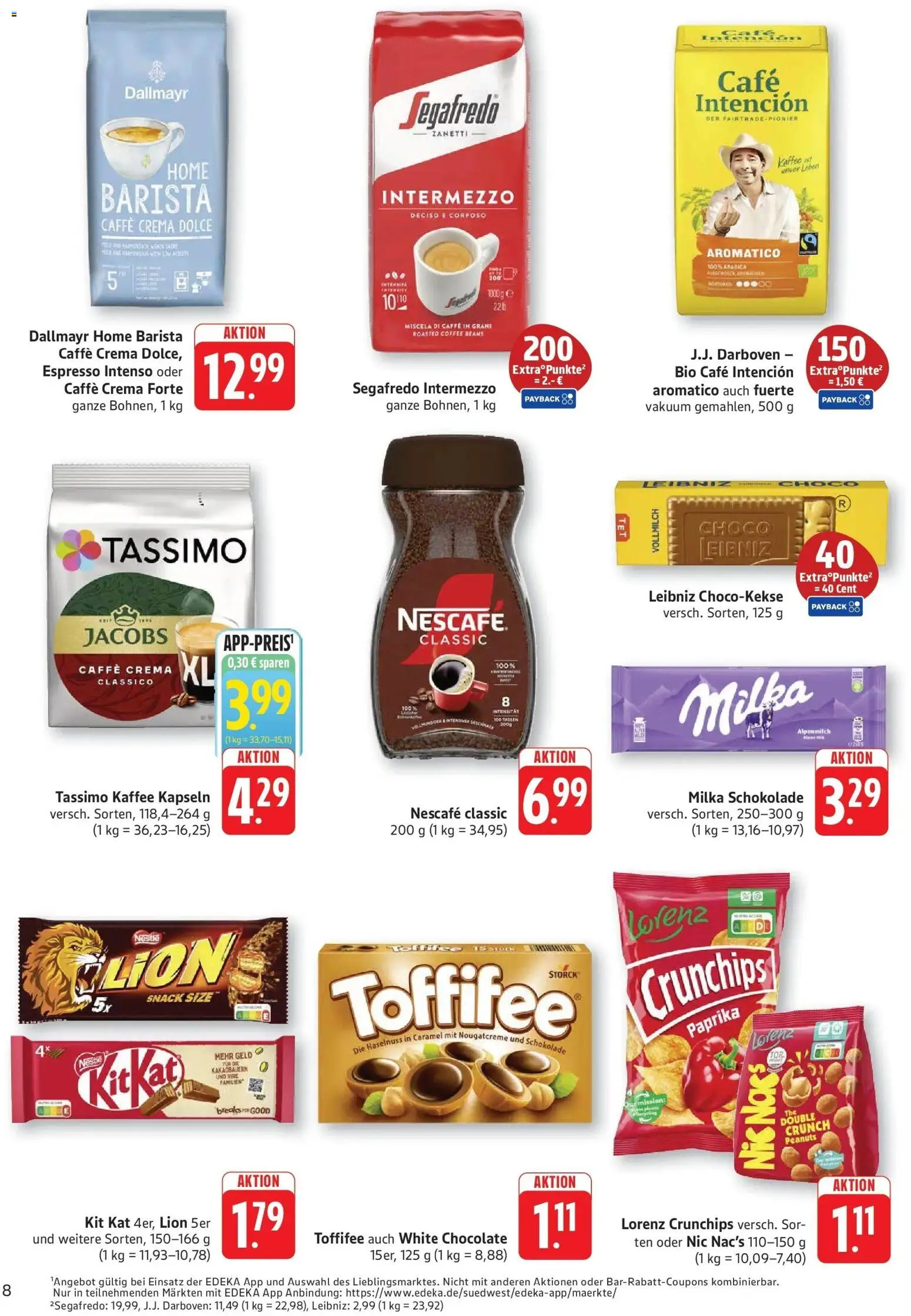 Edeka Prospekt Kröppen (ab 17.08.2026) » Angebote Online | Seite: 8 | Produkte: Milka, Dallmayr, Nescafe classic, Toffifee