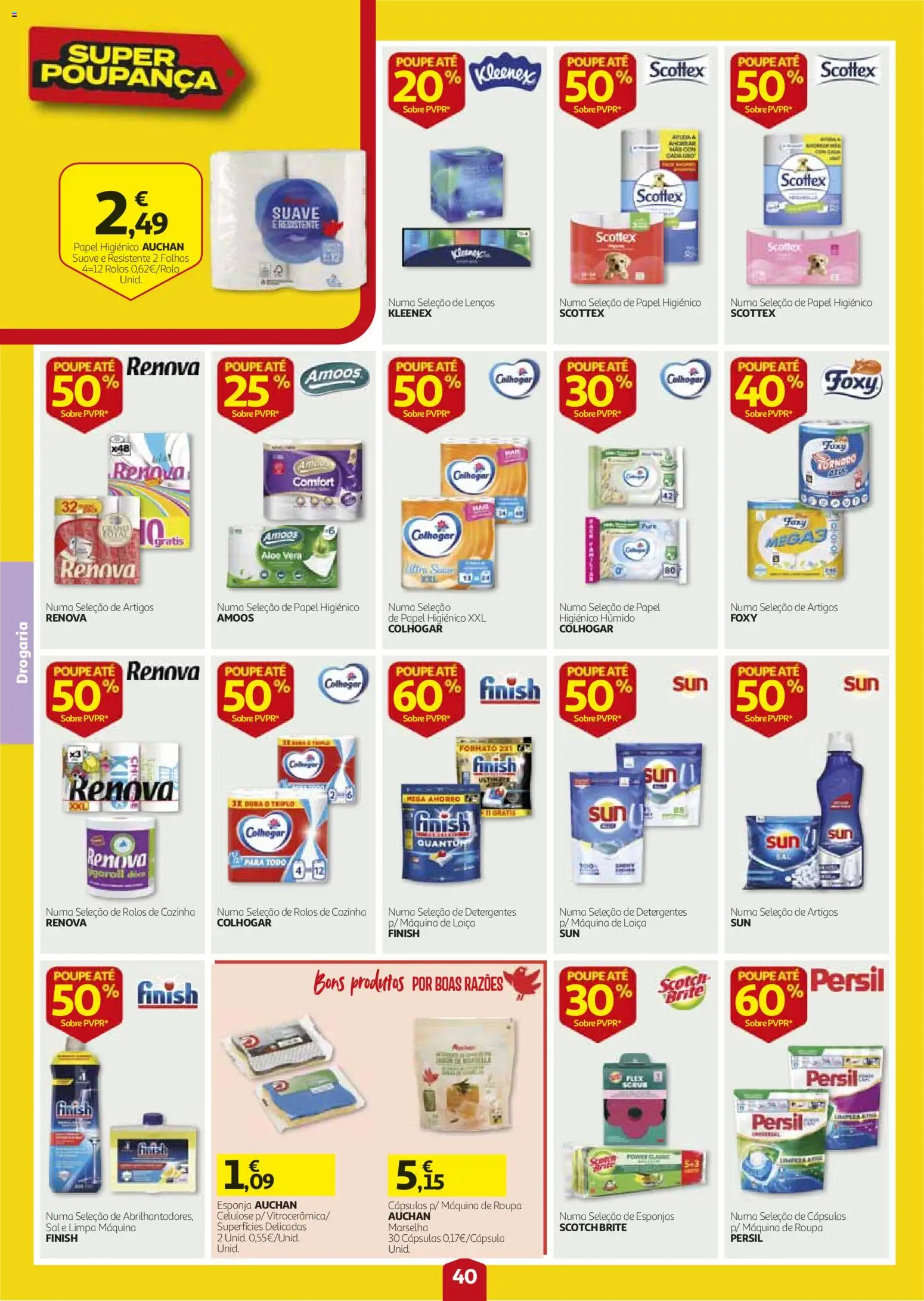 Auchan folheto │ válido de 27/08/2026 | Página: 40 | Produtos: Papel higiénico, Esponja, Cápsulas, Persil